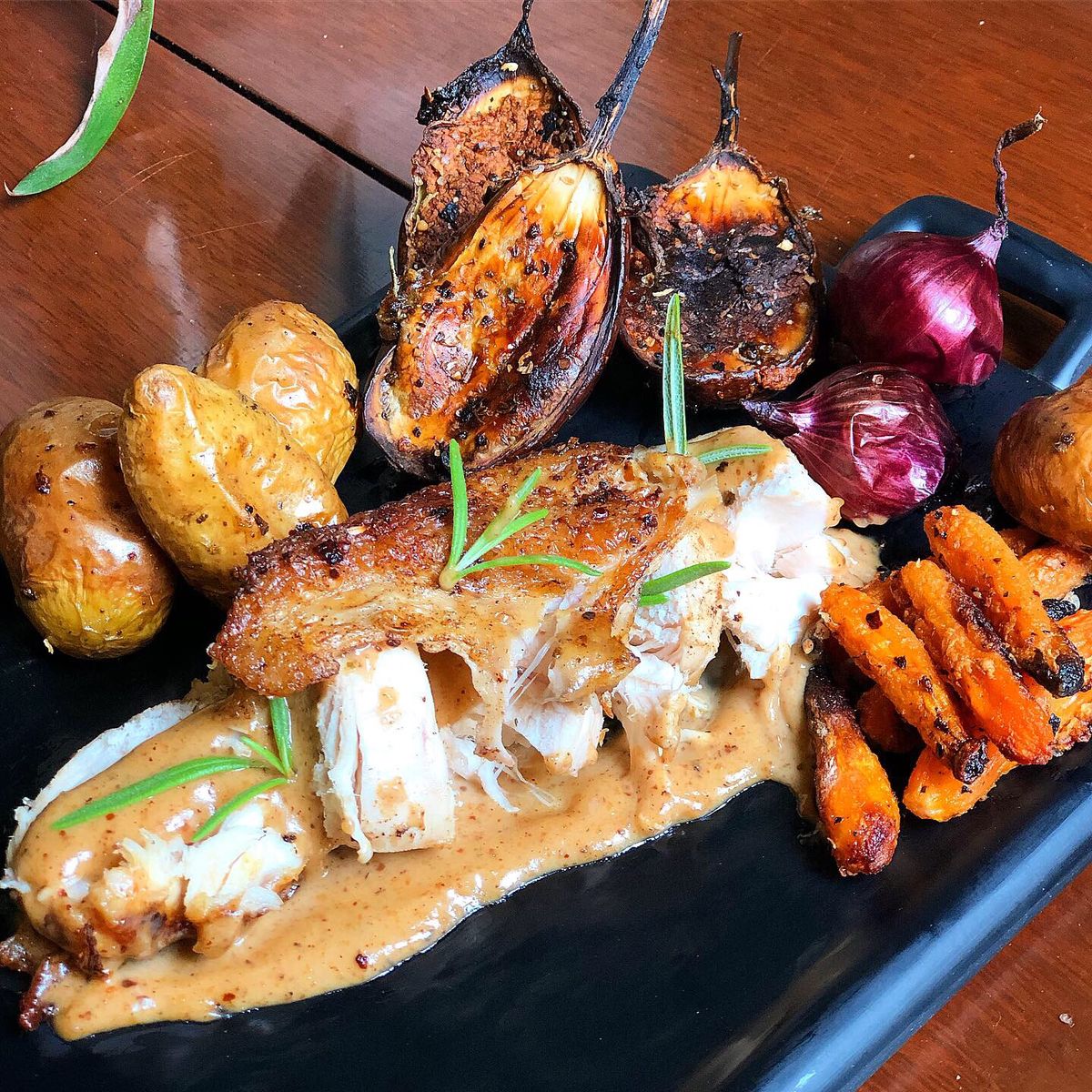 Crispy skin Chicken with smoked almond sauce | Recipe | Kitchen Stories