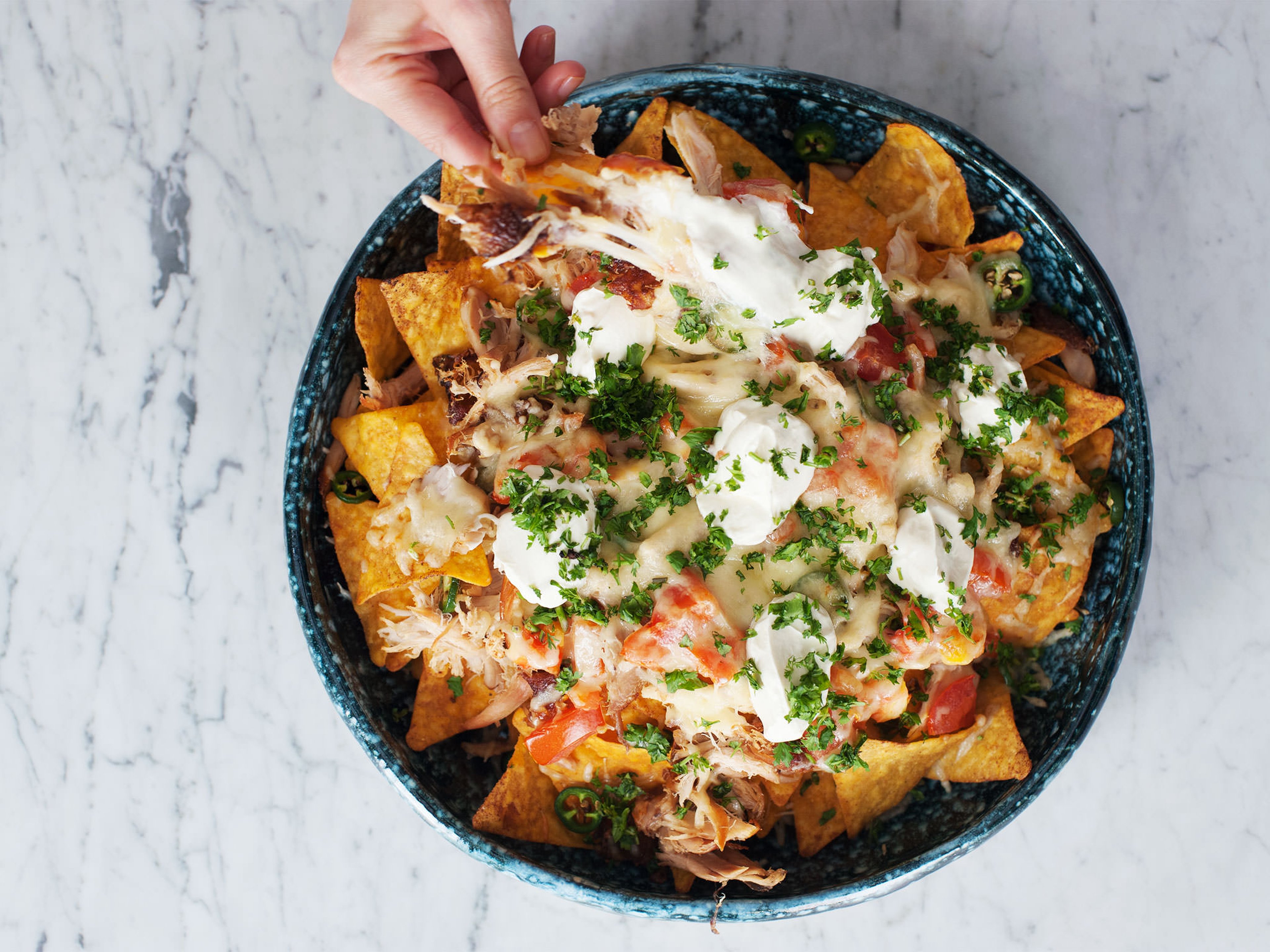 Loaded chicken nachos