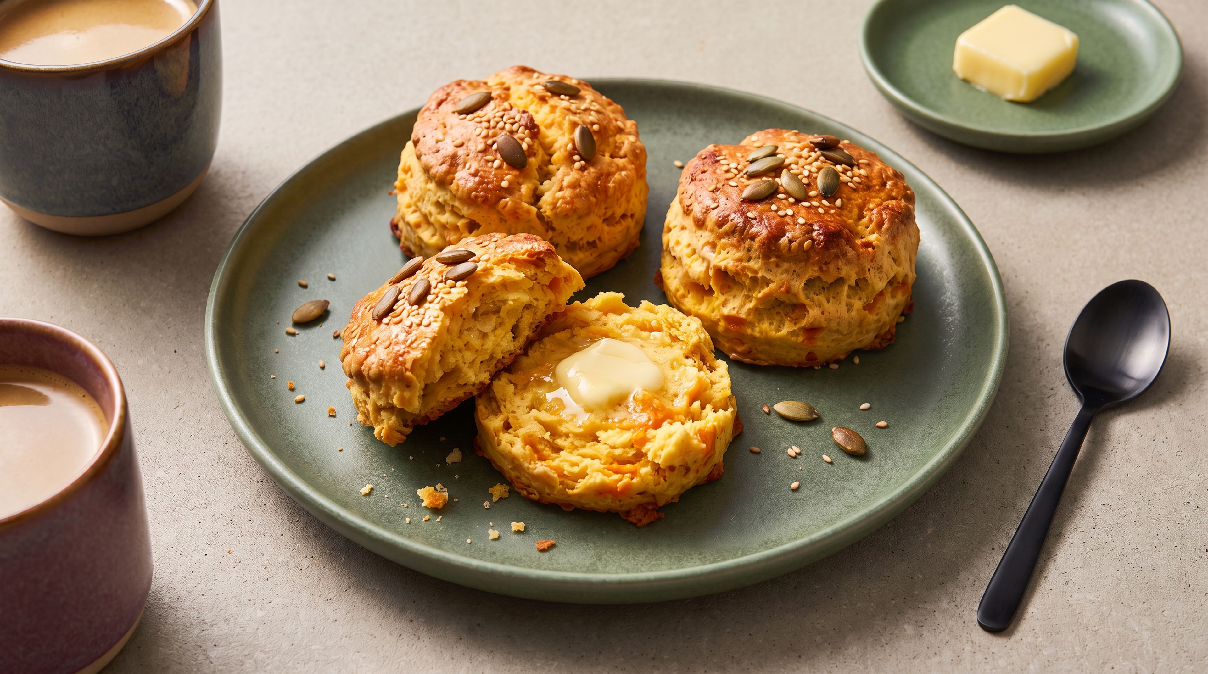 Herzhafte Kürbis-Käse-Scones für dein Frühstück