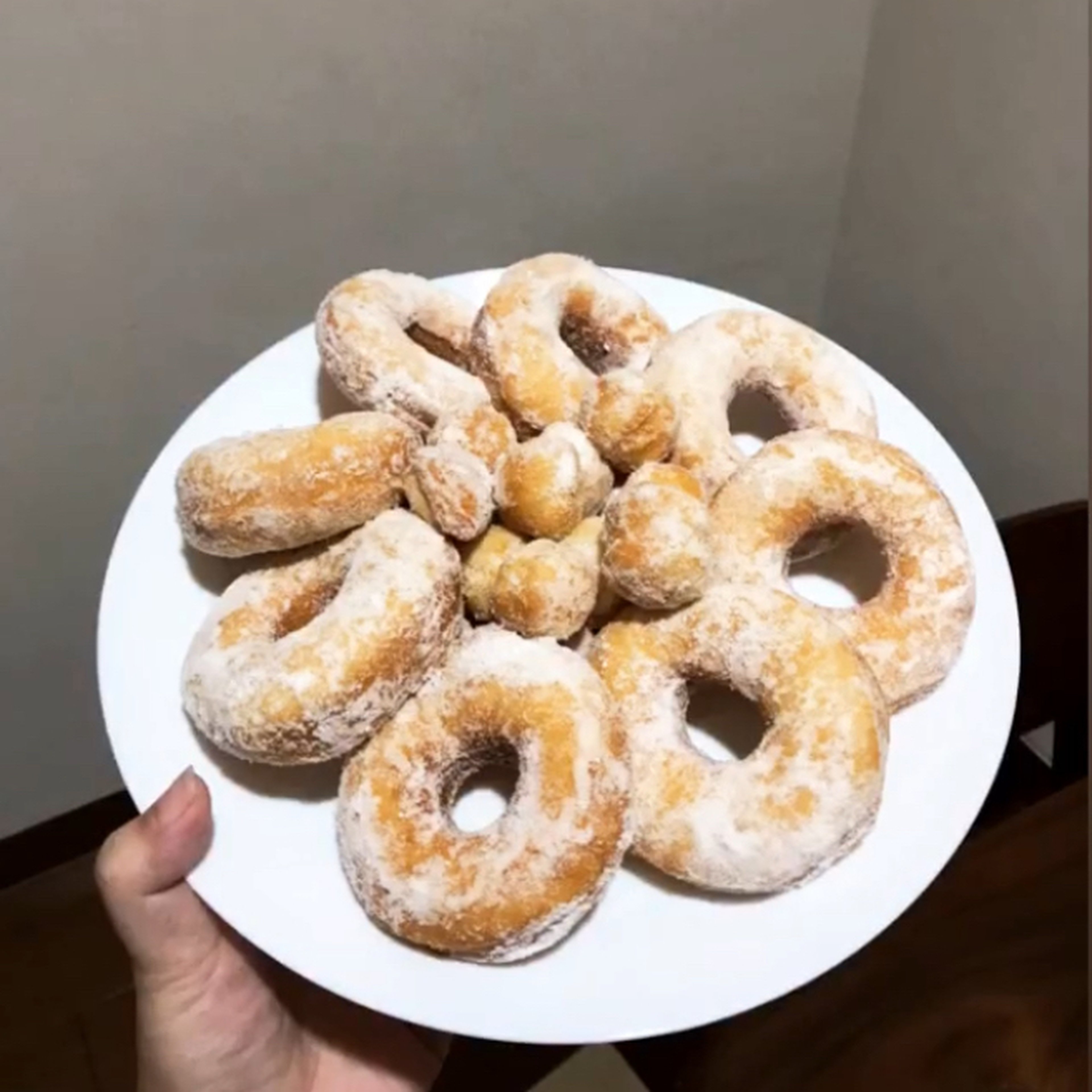 Snow sugar donut with potato