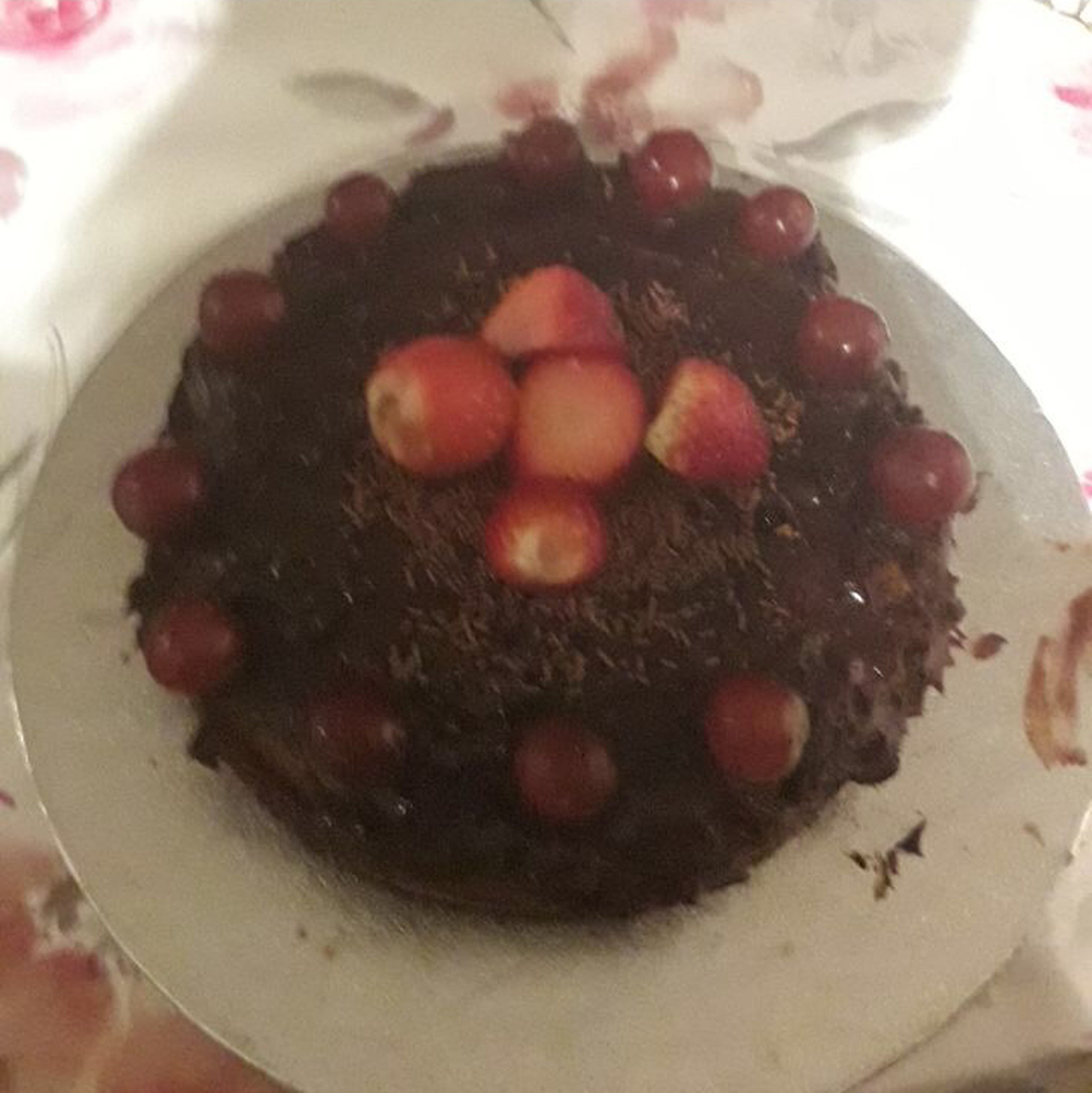 Fruit topped chocolate cake