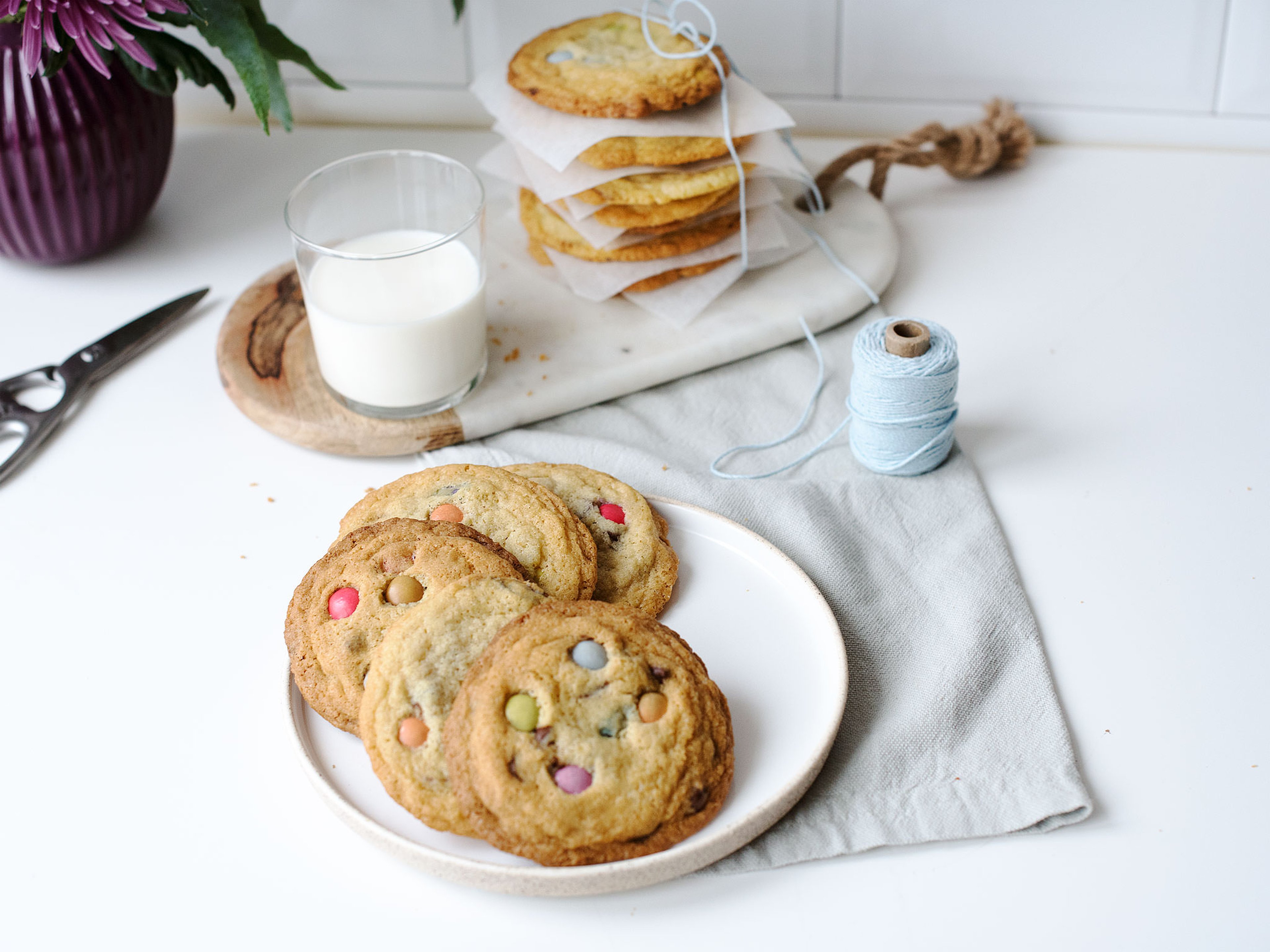 DIY chewy M&M cookies