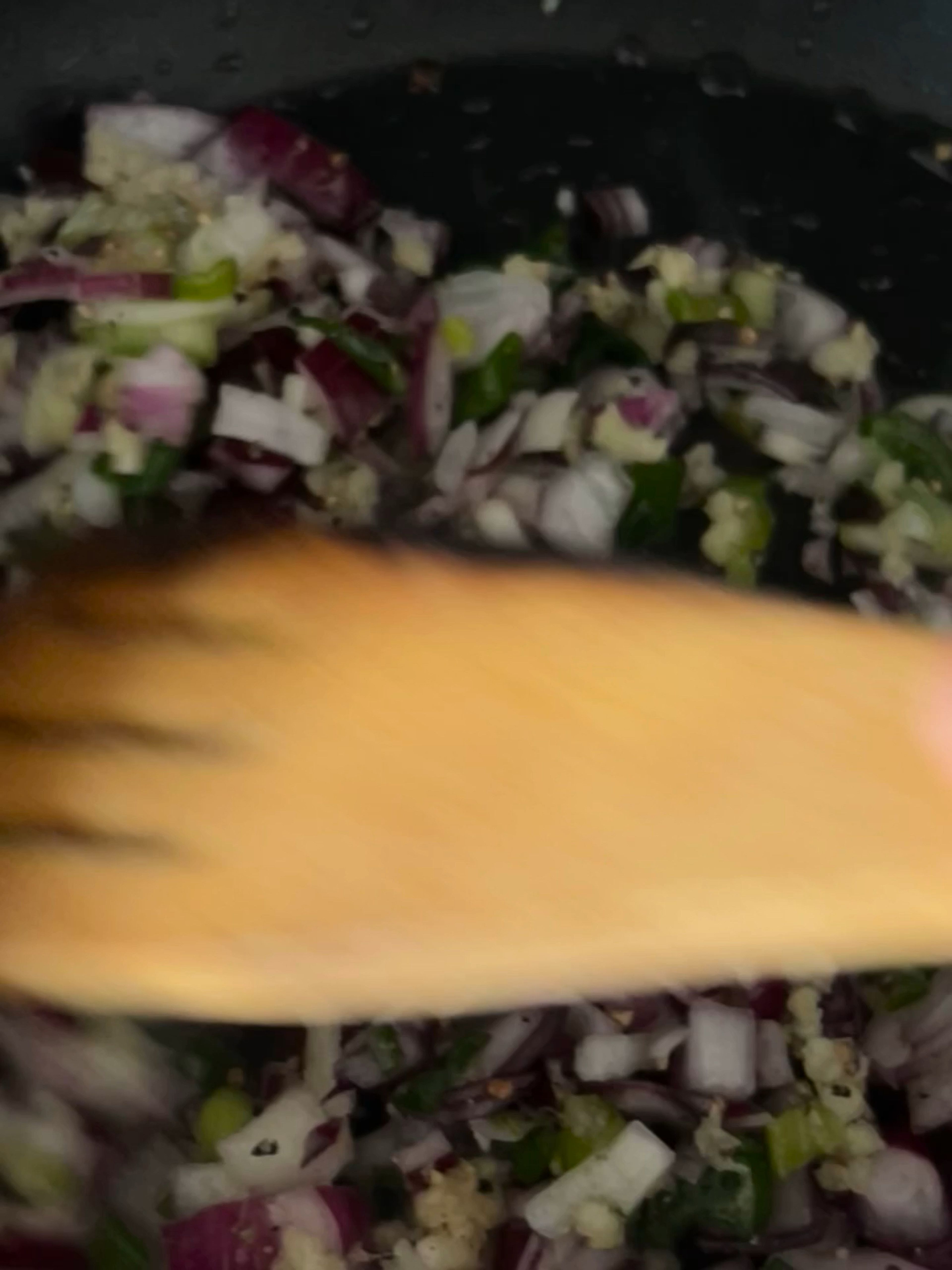 In the same pan, brown your vegetable mixture over low heat.