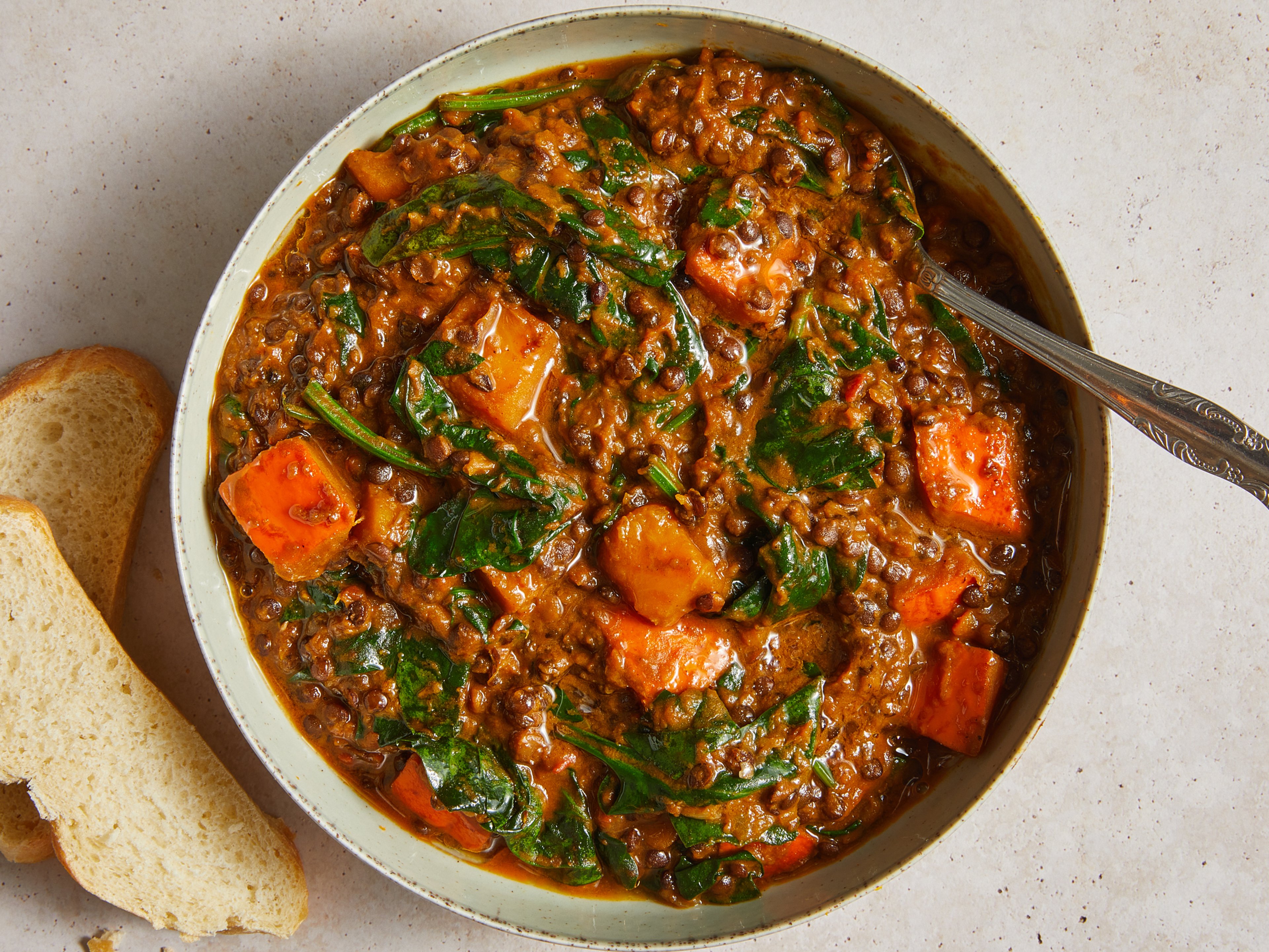 Creamy coconut, pumpkin, and lentil stew