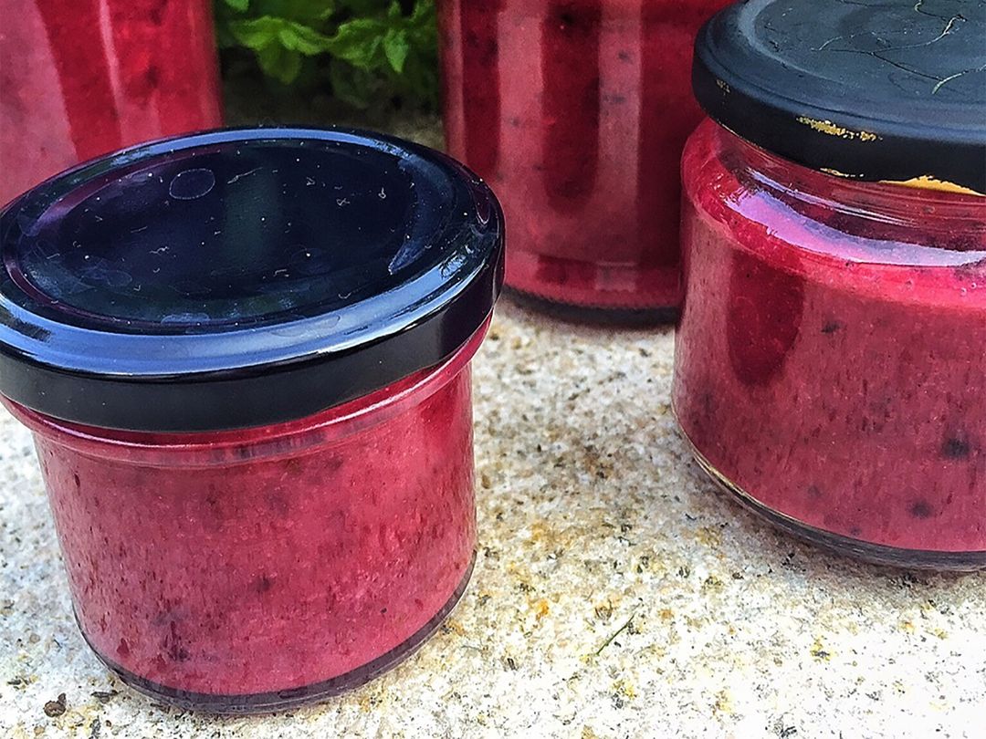 Marzipan and berry jam