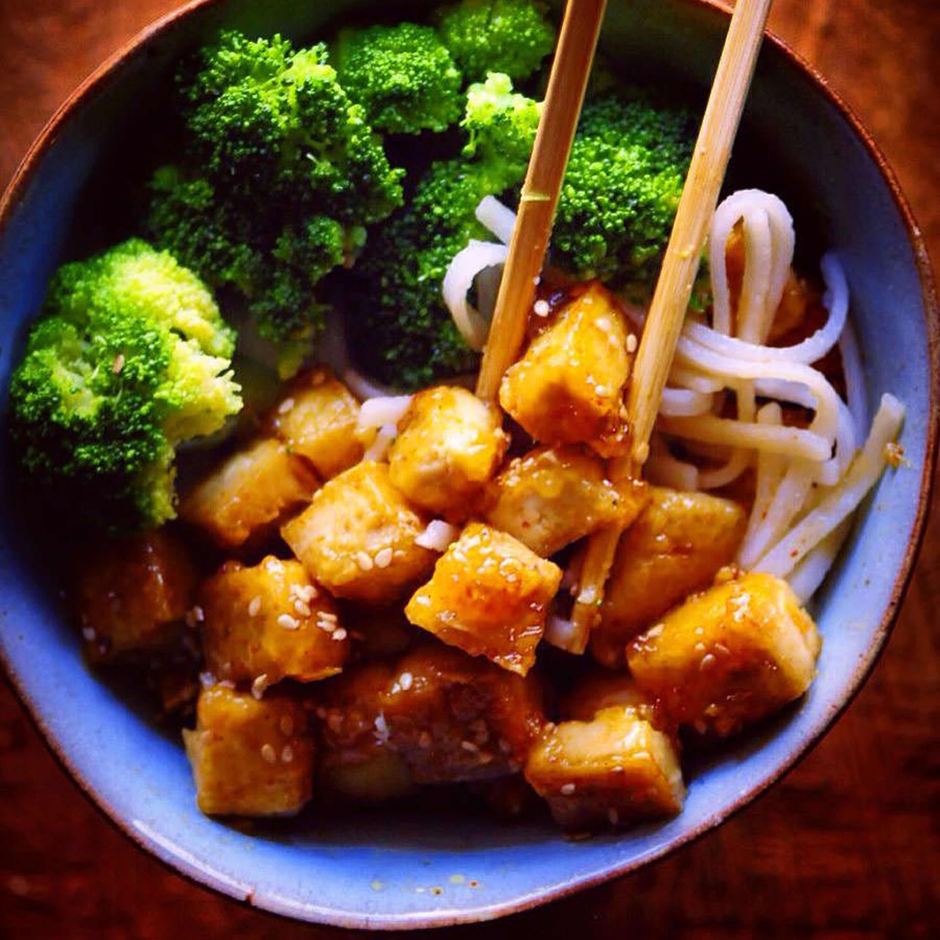 Sicky tofu rice noodle bowl