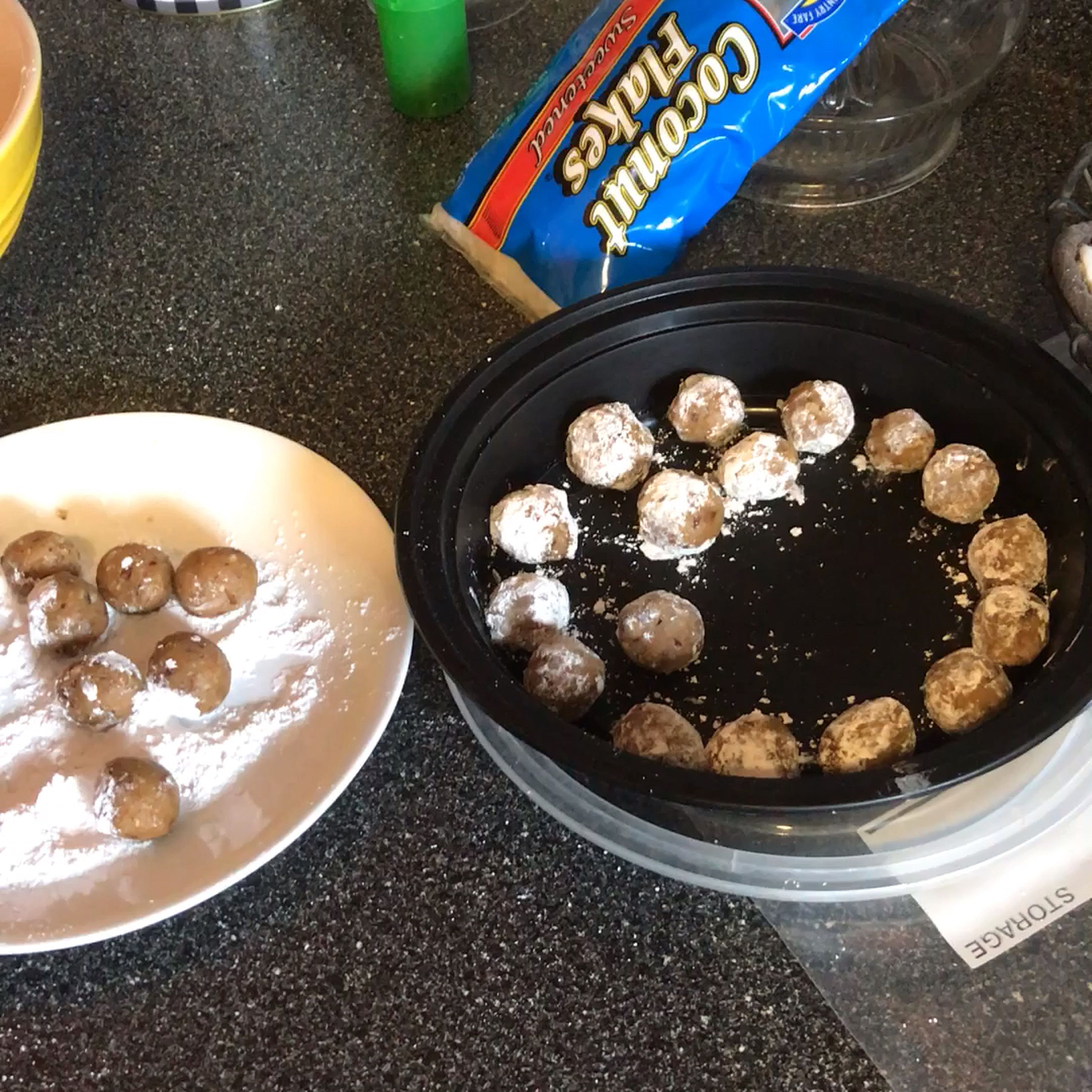Mold a teaspoon of the mixture into a ball. Roll each ball in powdered sugar