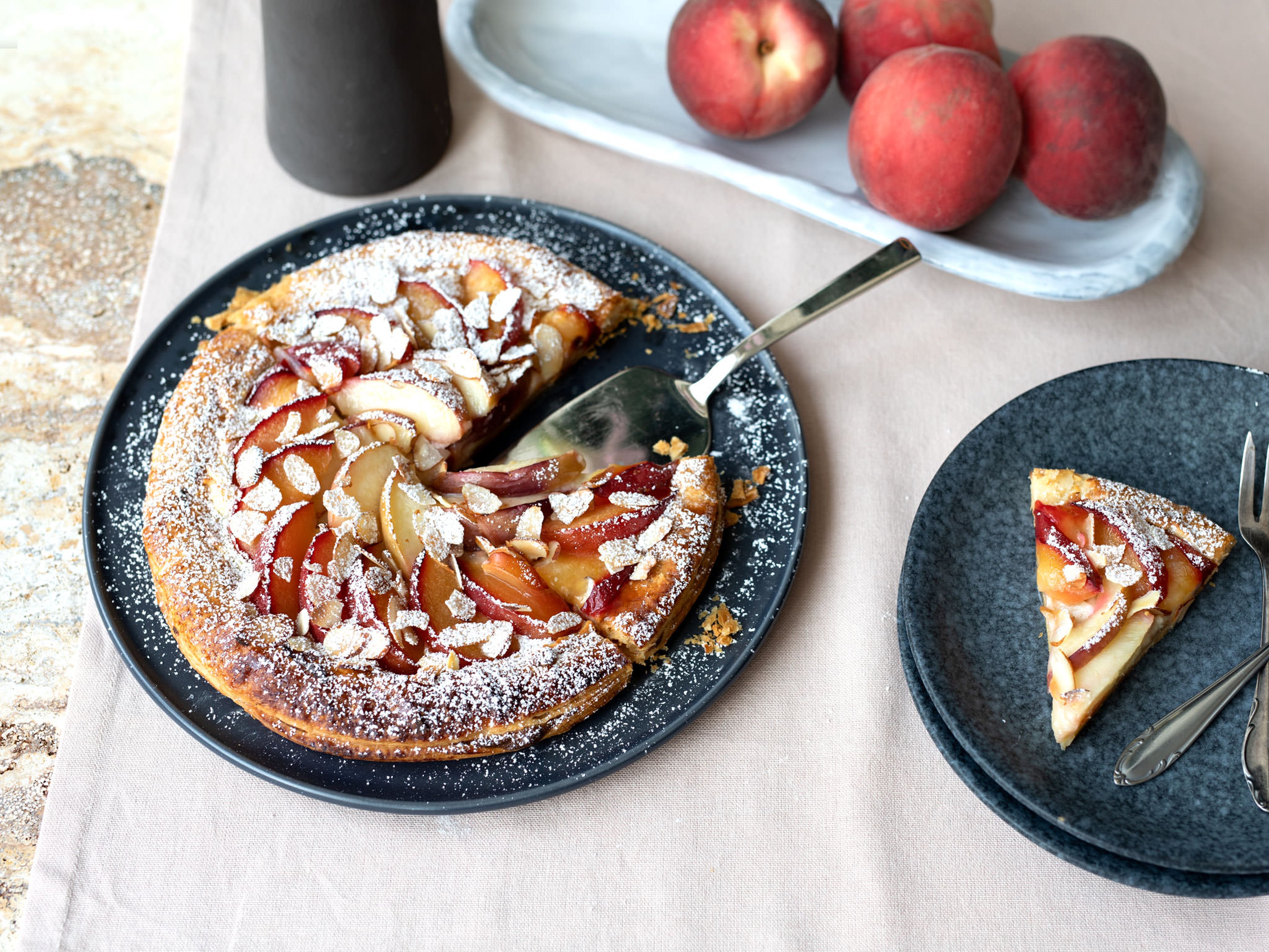 Stone fruit-frangipane tart