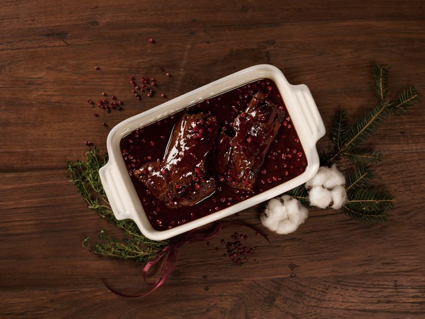 Braised venison with lingonberry sauce