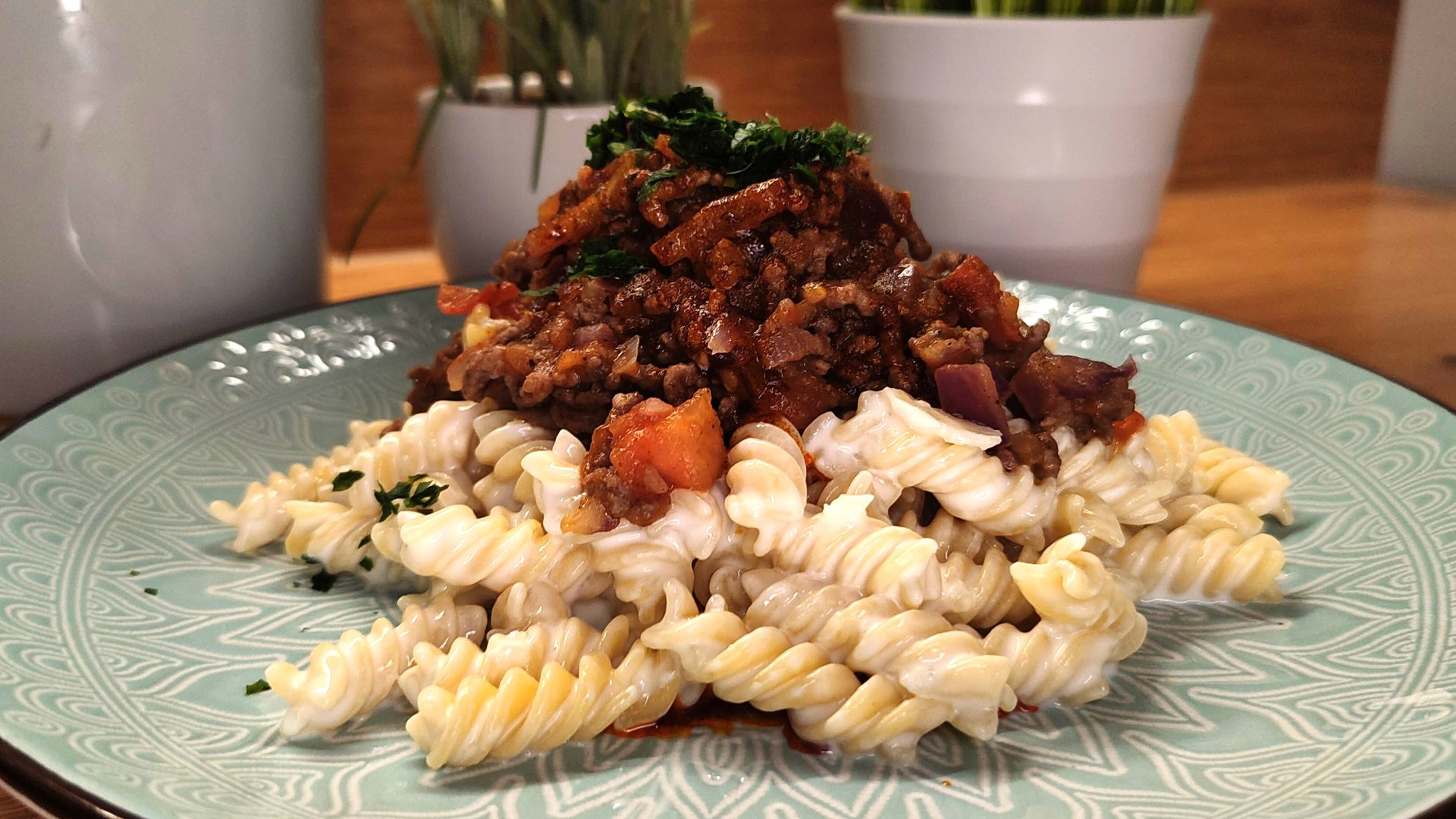 Nudeln in Joghurtsauce