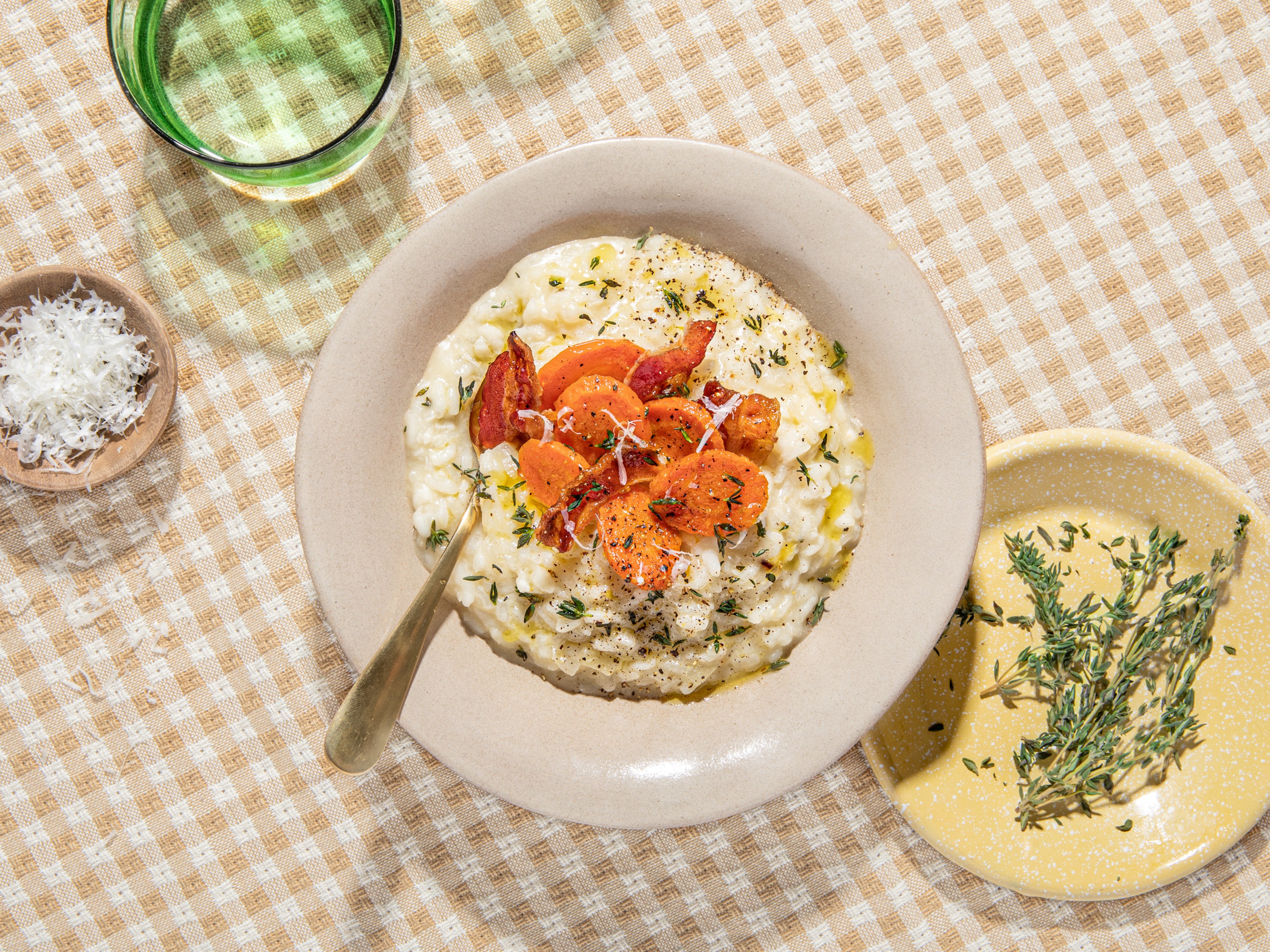 Risotto mit Honig-Karotten und Speck