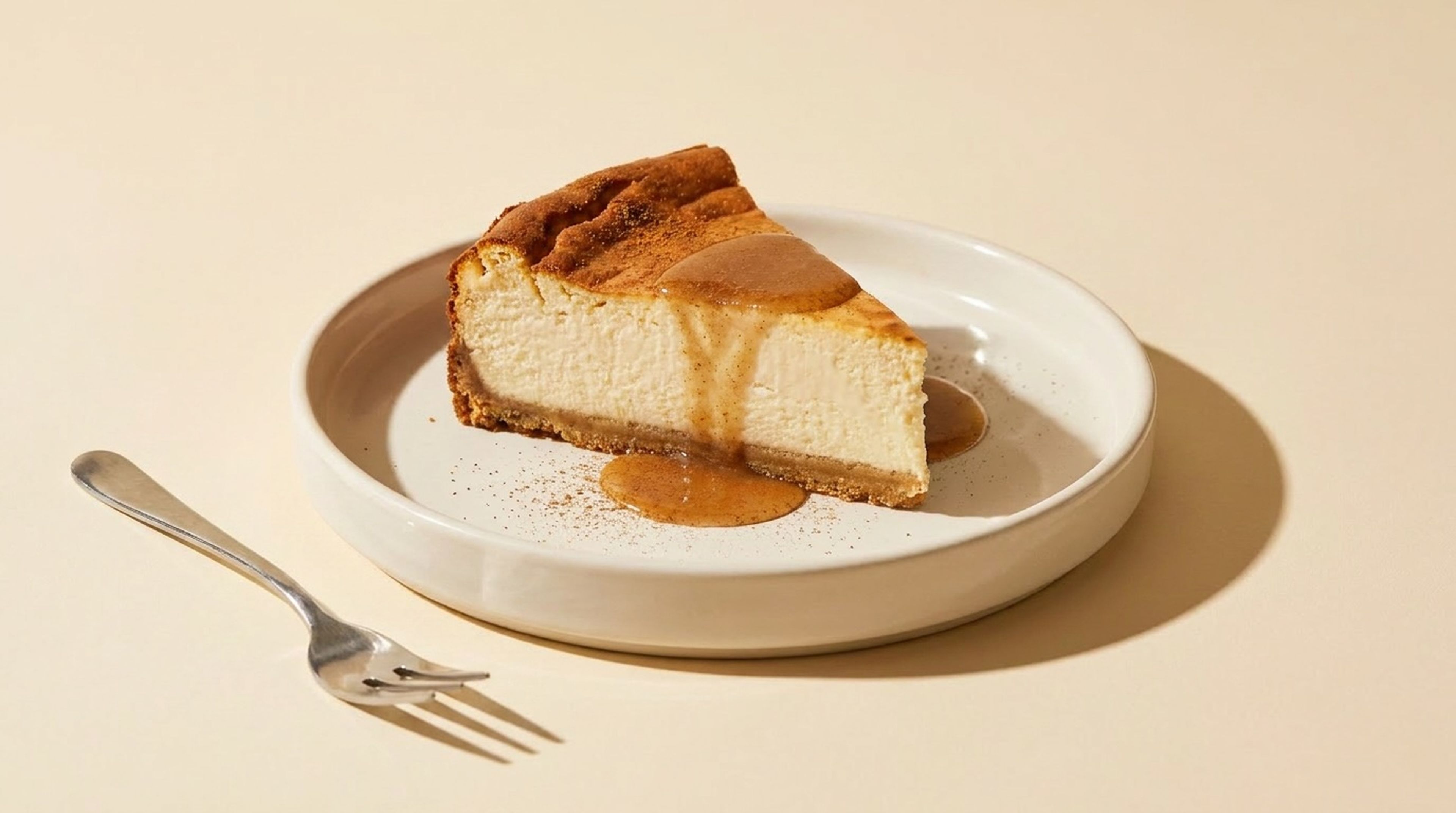 Hast du schon mal einen Käsekuchen mit Zimt und Zucker gebacken?