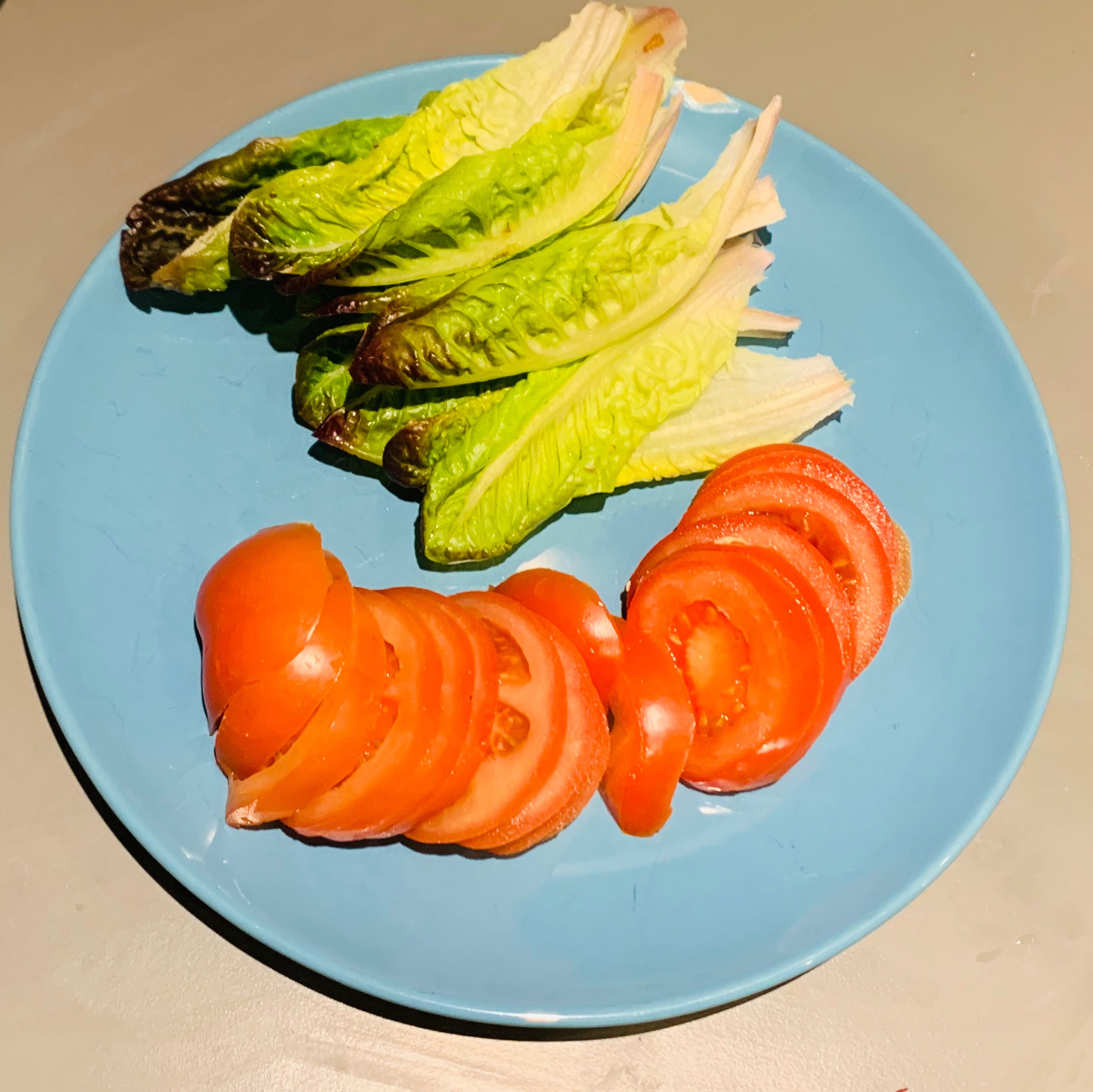 Start easy and warm up by preparing the cabbage and tomatoes