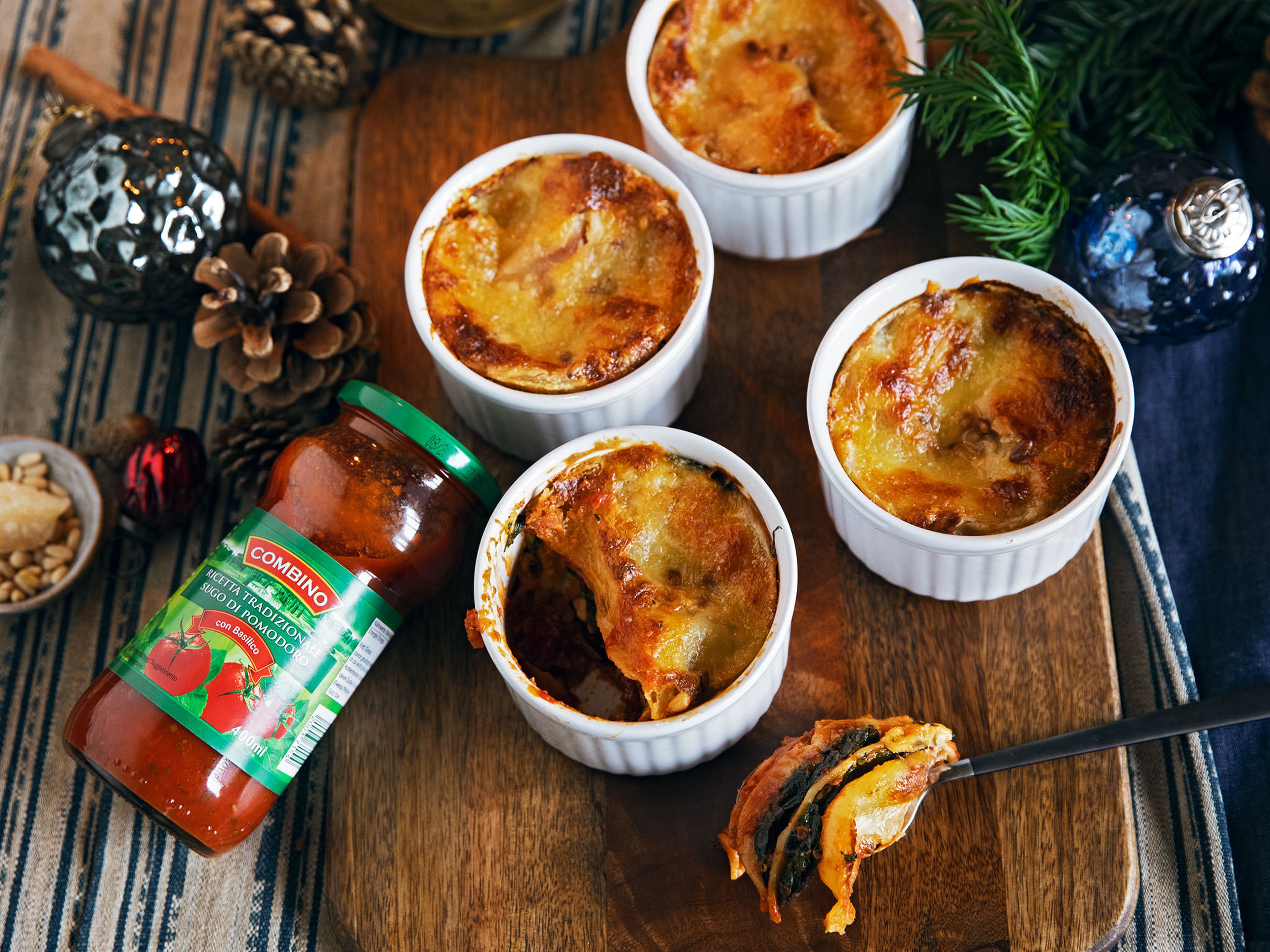 Mangold Lasagne mit Pinienkernen in Förmchen