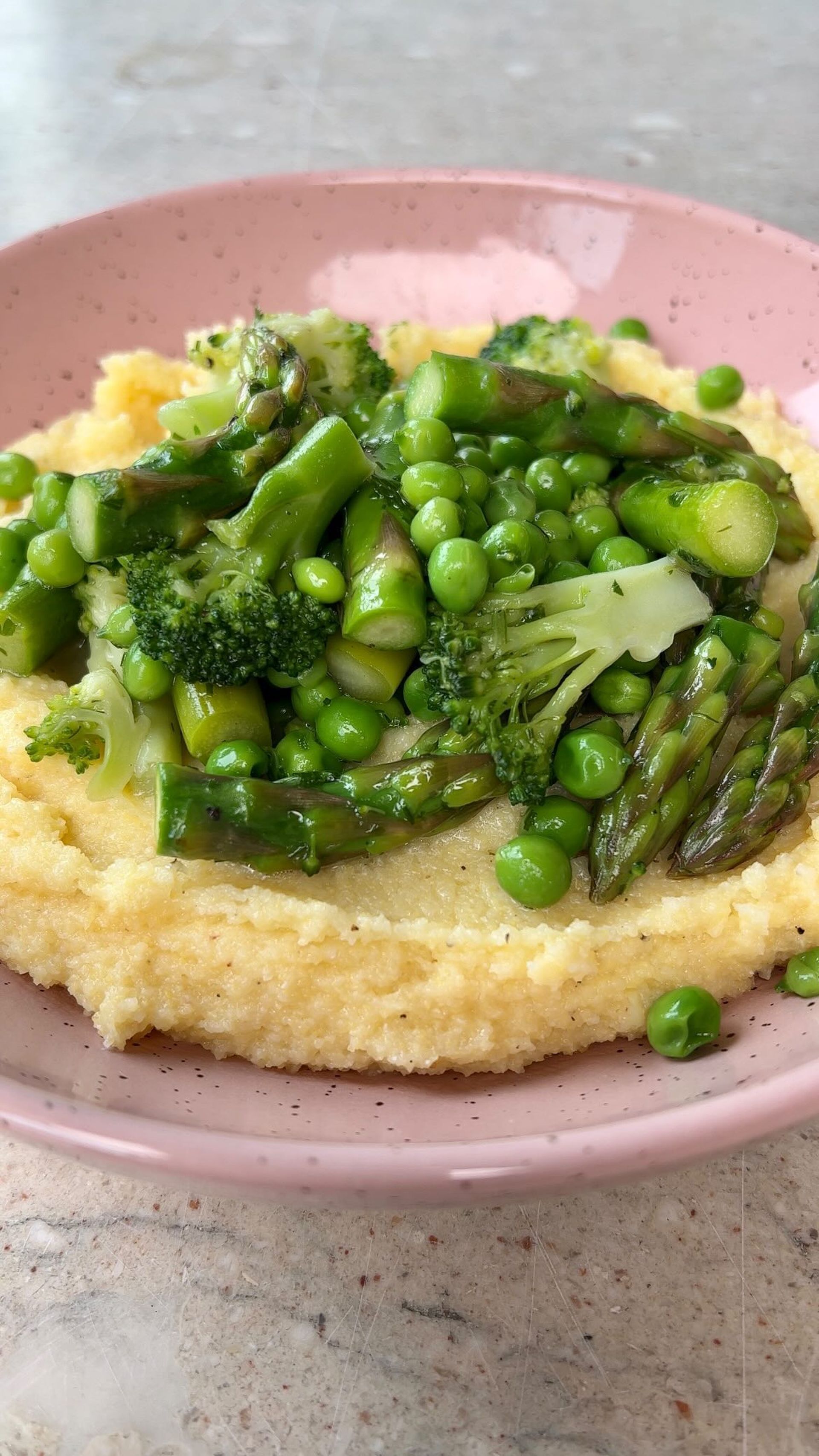 Creamy parmesan polenta with asparagus and broccoli Recipe Kitchen