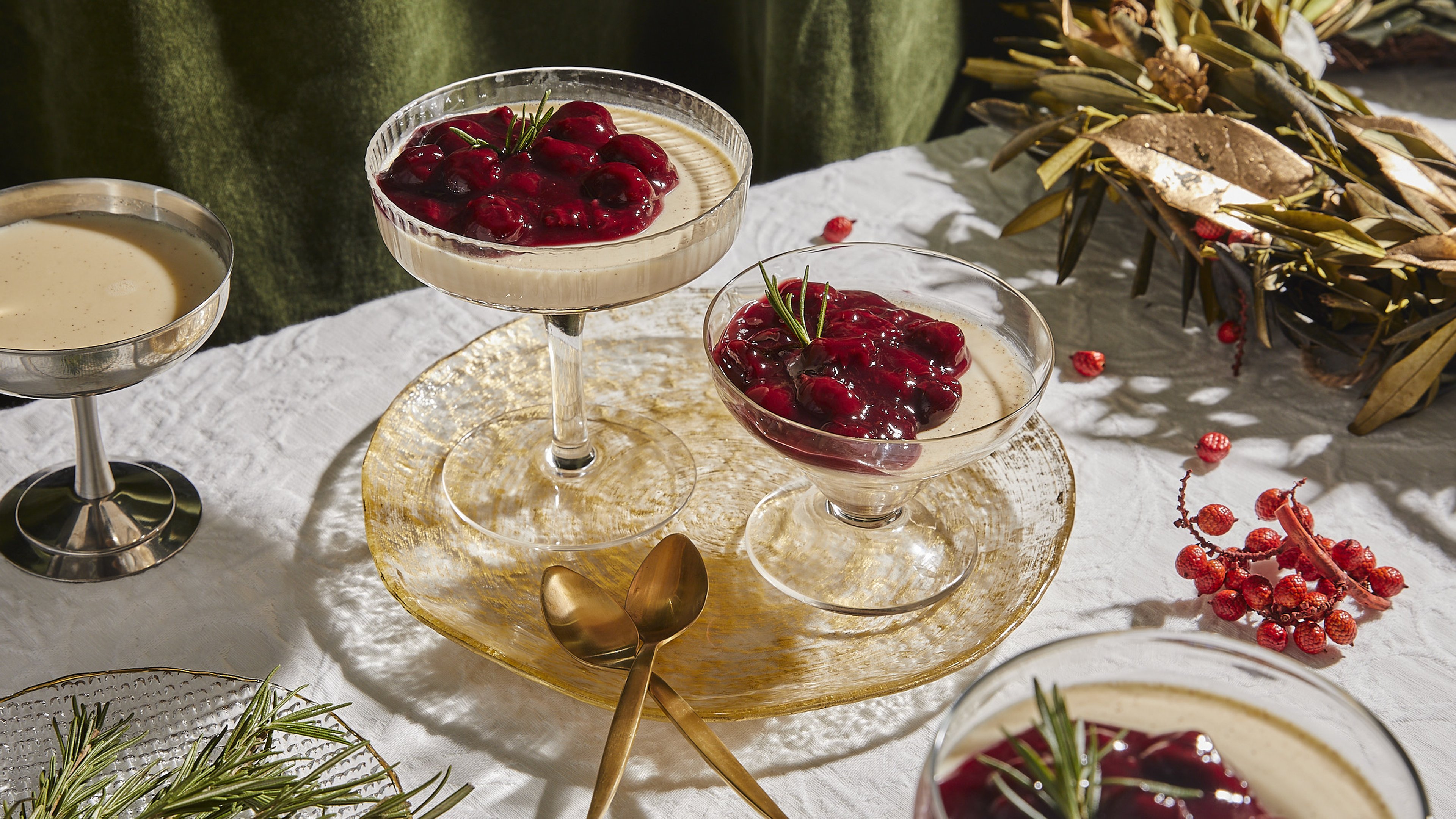 Cinnamon panna cotta with mulled wine cherries