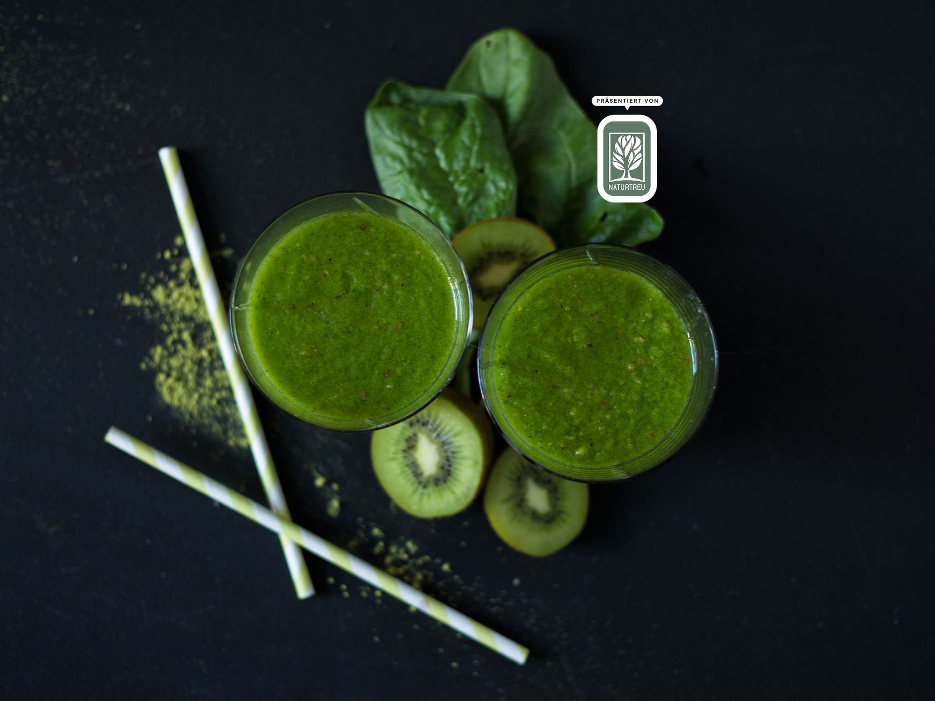 Matcha, Spinat und Kiwi Smoothie