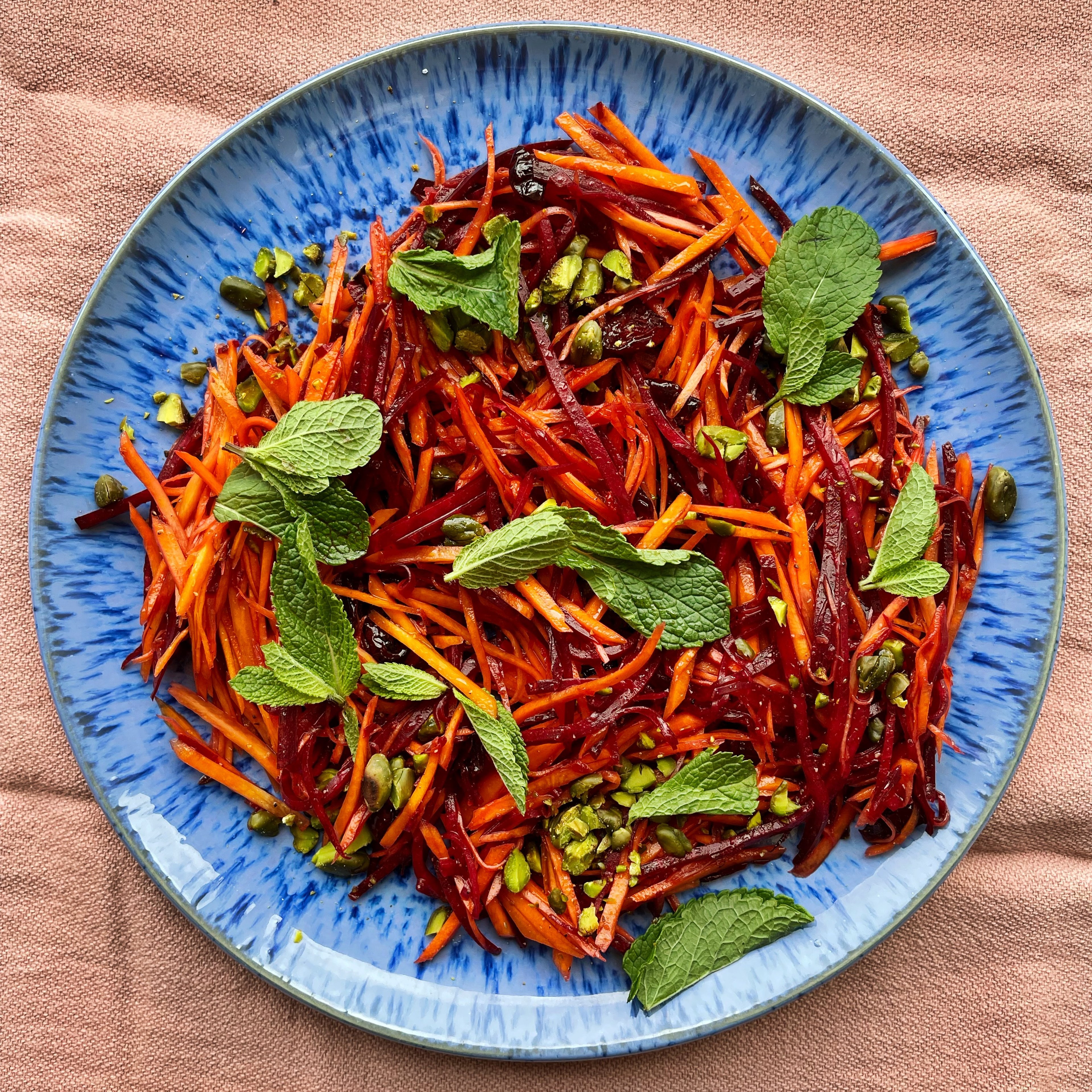 Carrot salad with cranberries and pistachios