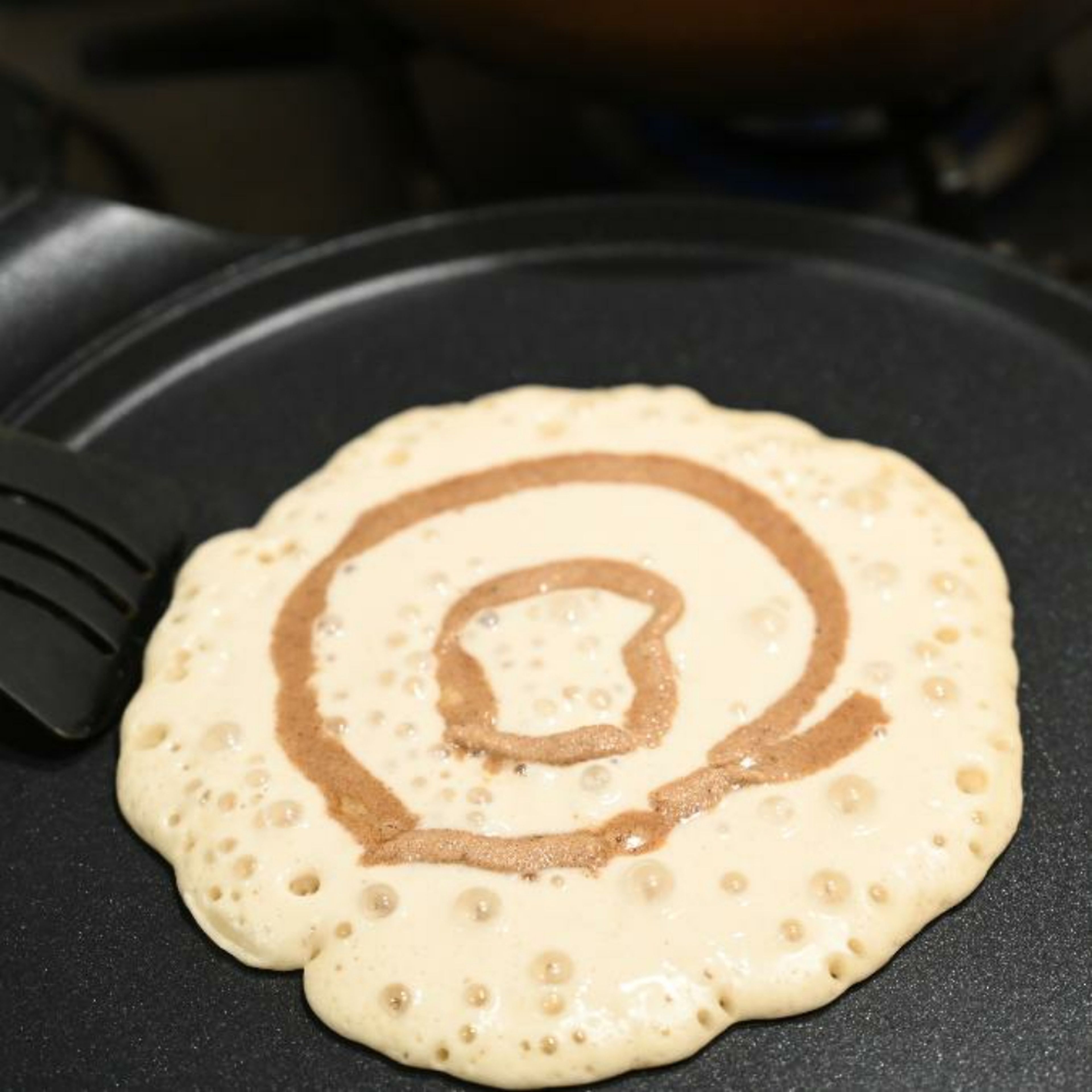 When small bubbles appear on the center of the pancake- after about 4 minutes flip the pancake.