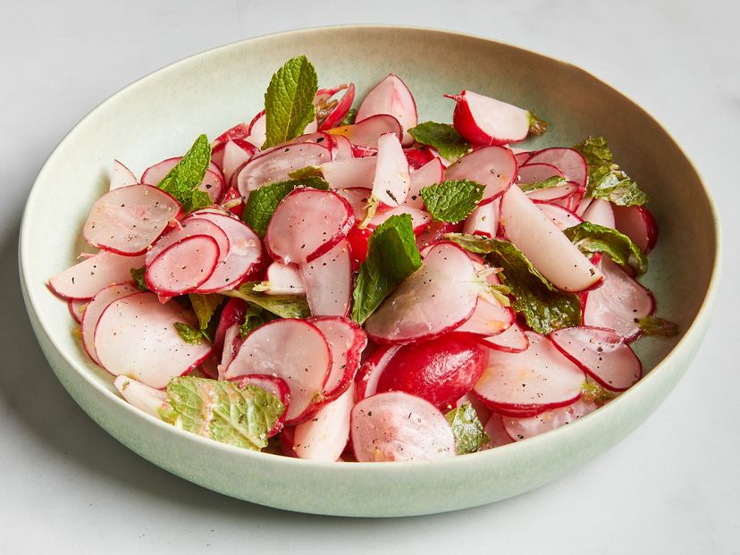 Summer radish salad with lemony, buttery dressing