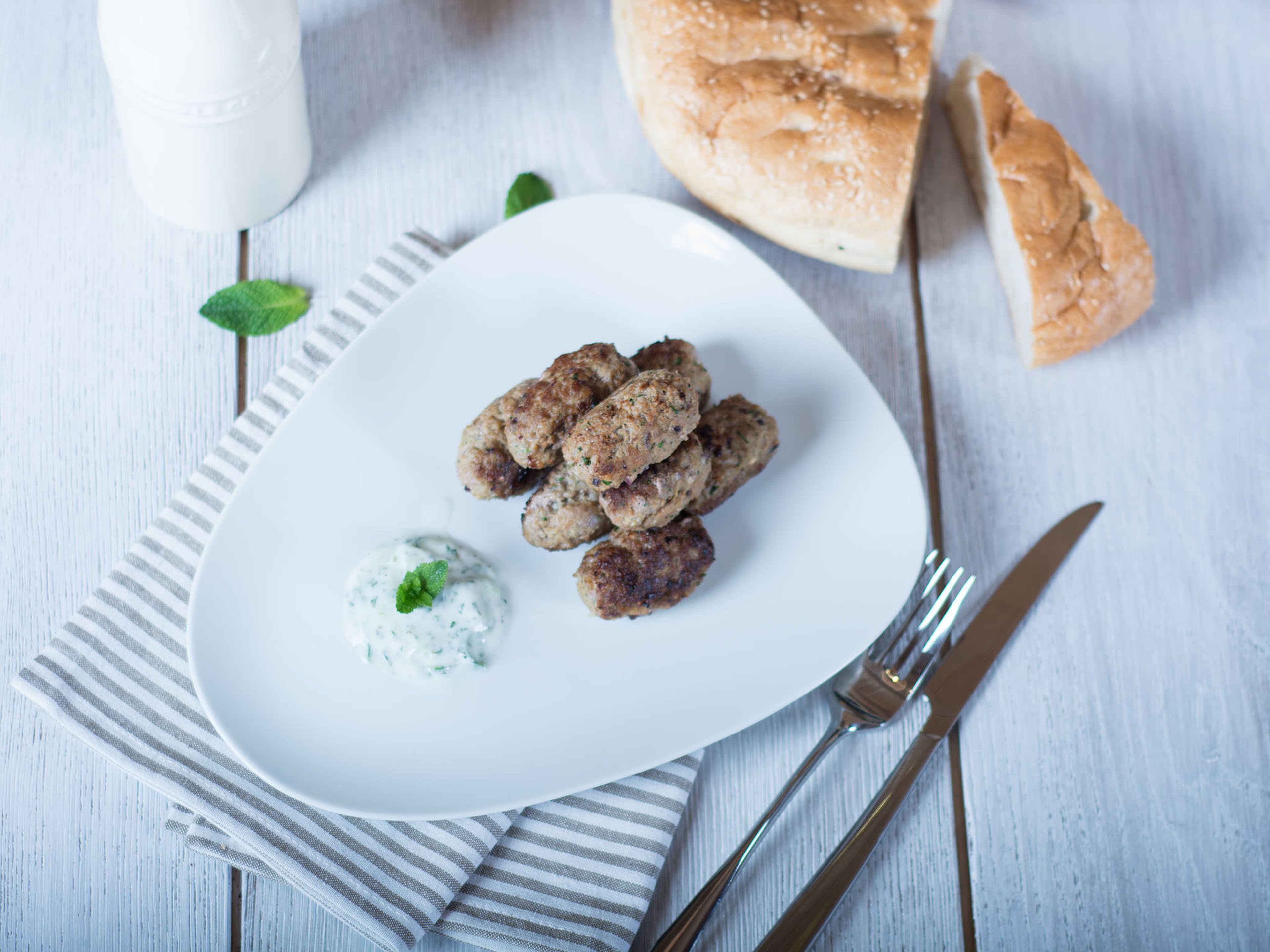 Kebab with homemade tzatziki