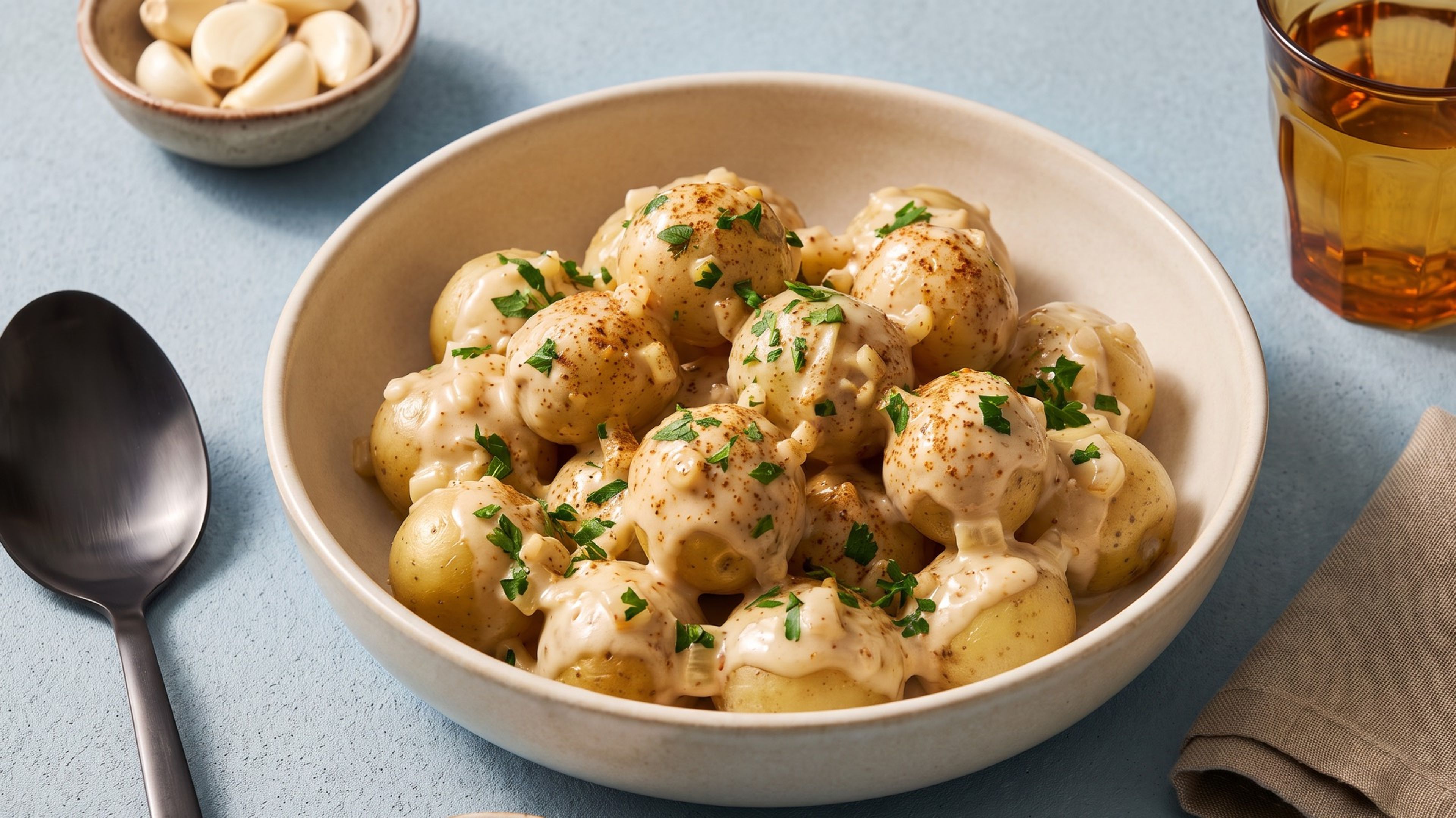 Kartoffeln in Knoblauchsoße: cremig und aromatisch