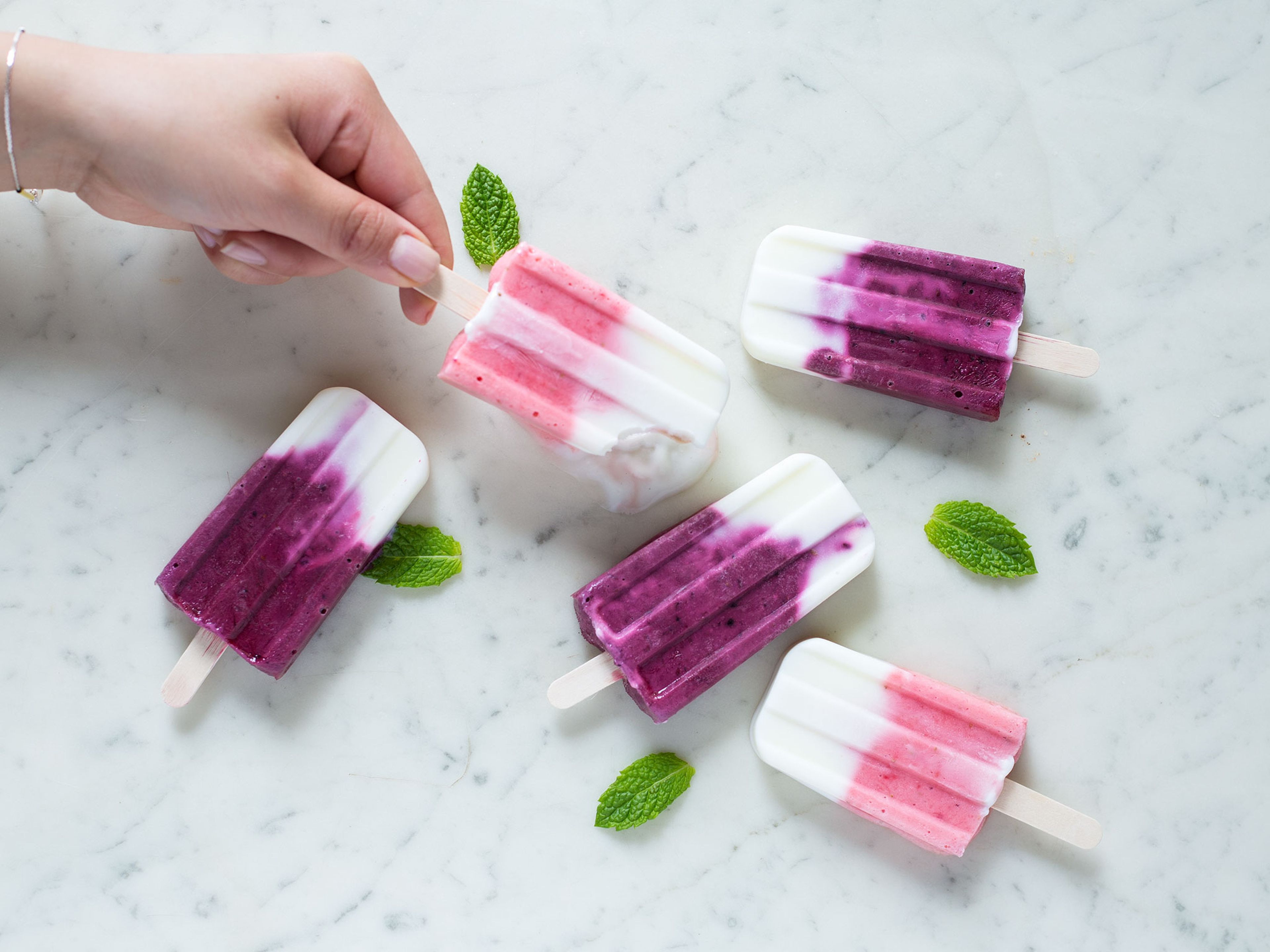 Strawberry and blackberry popsicles