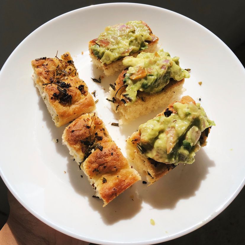 Focaccia with Guacamole Spread