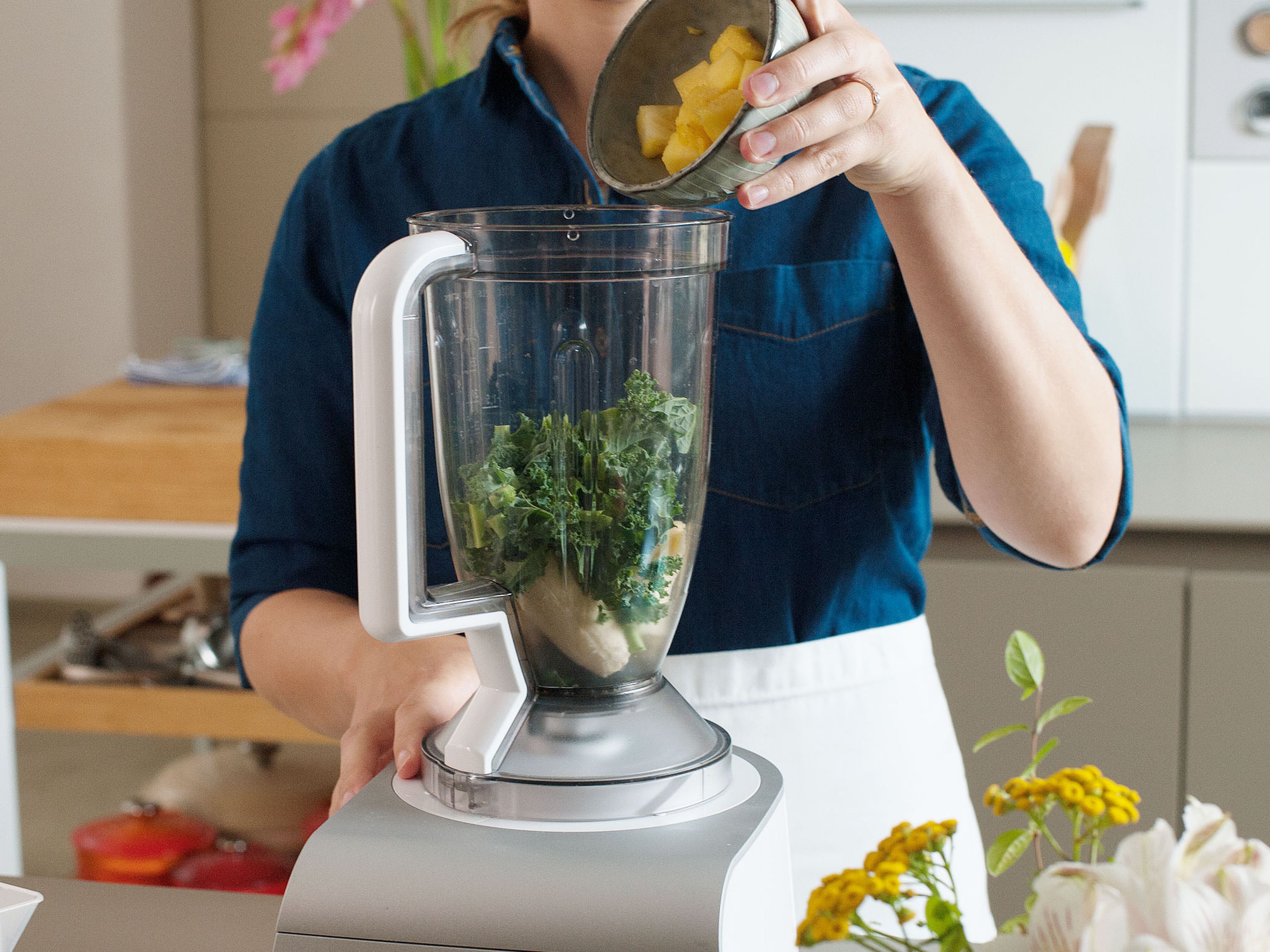 Combine all ingredients in a blender.