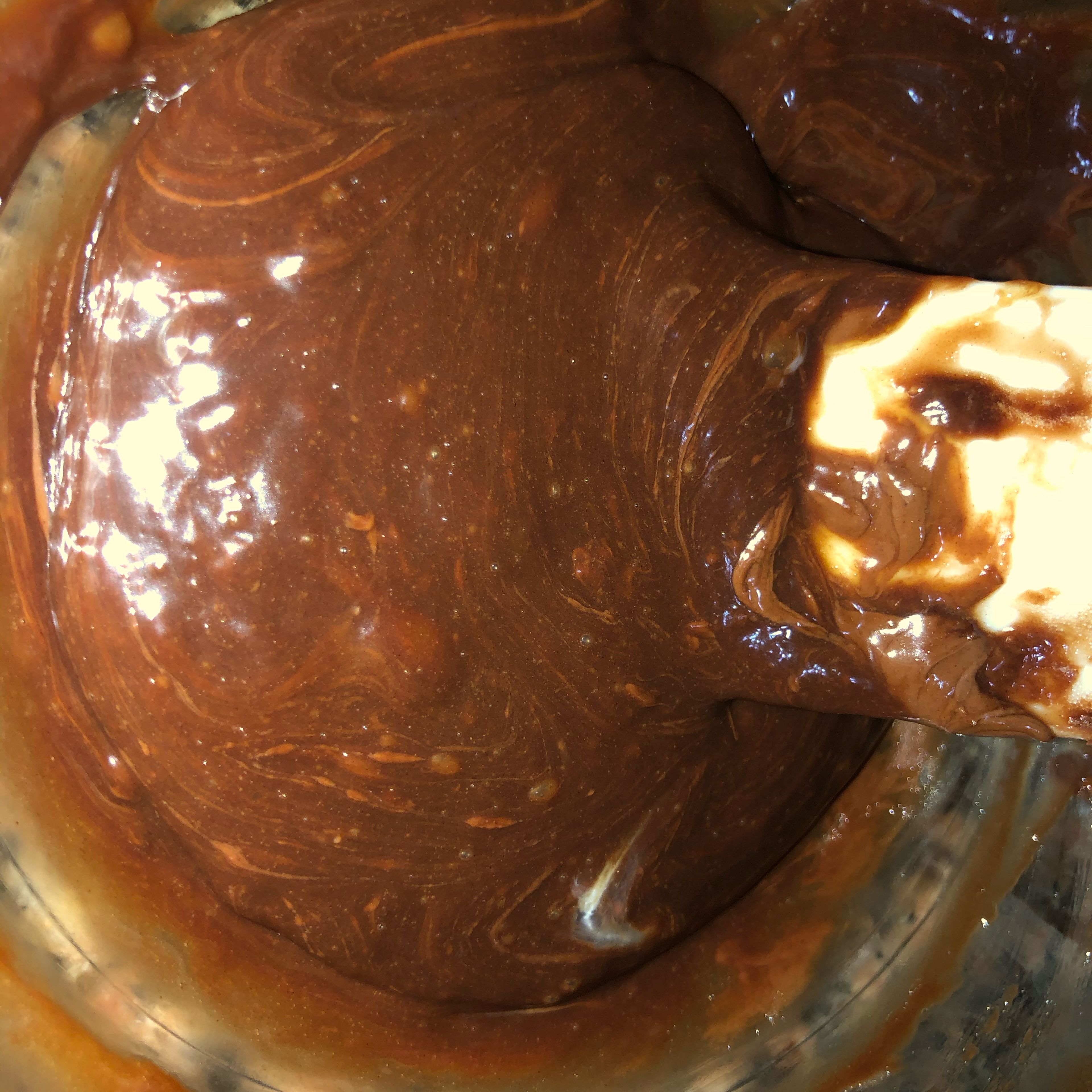 In a medium bowl, mix Nutella ( 1/2 cup )and two egg yolks.