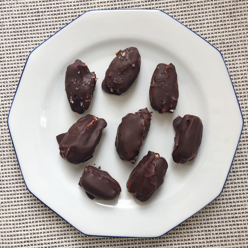 Chocolate covered, peanut butter-stuffed dates