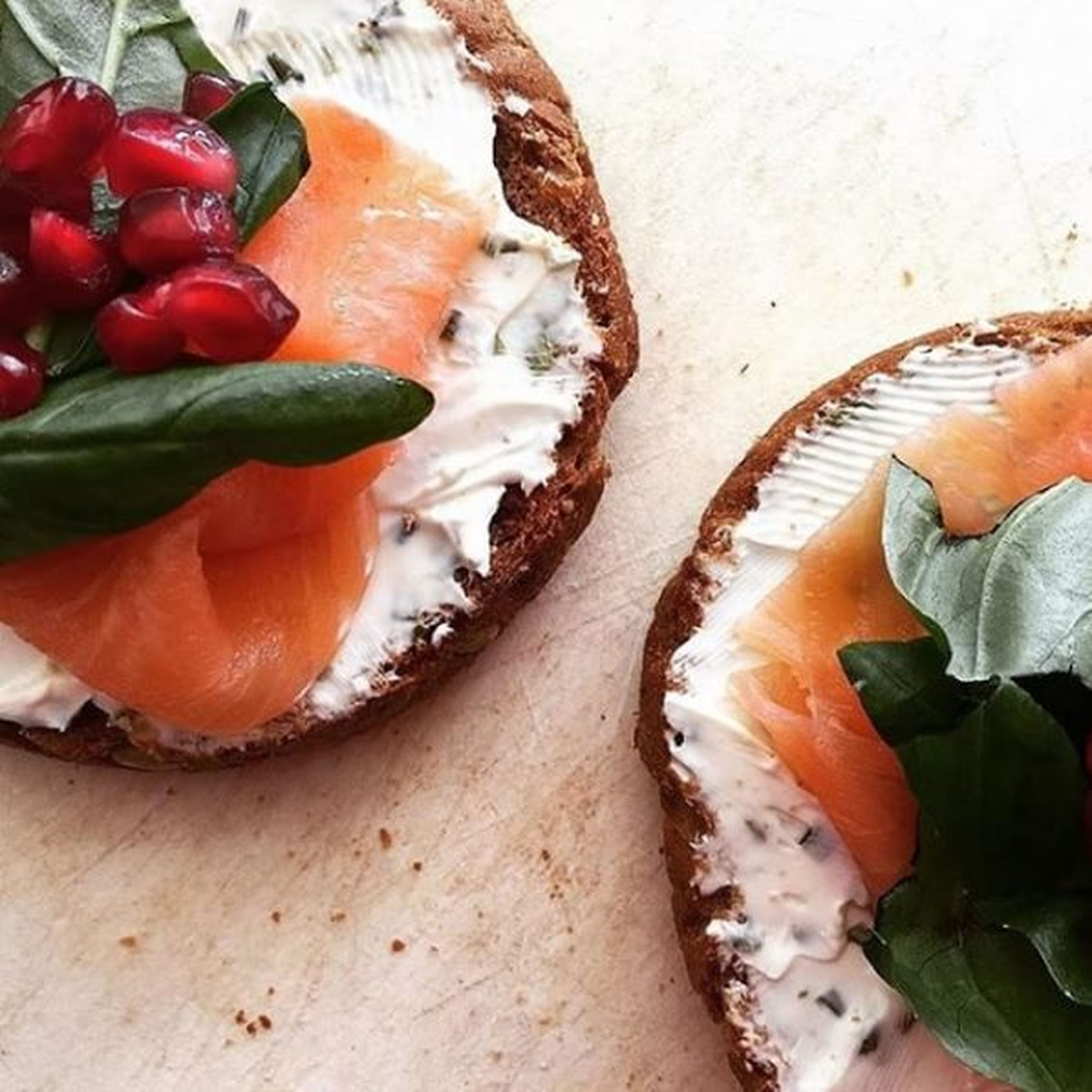 Toast with salmon and cream cheese