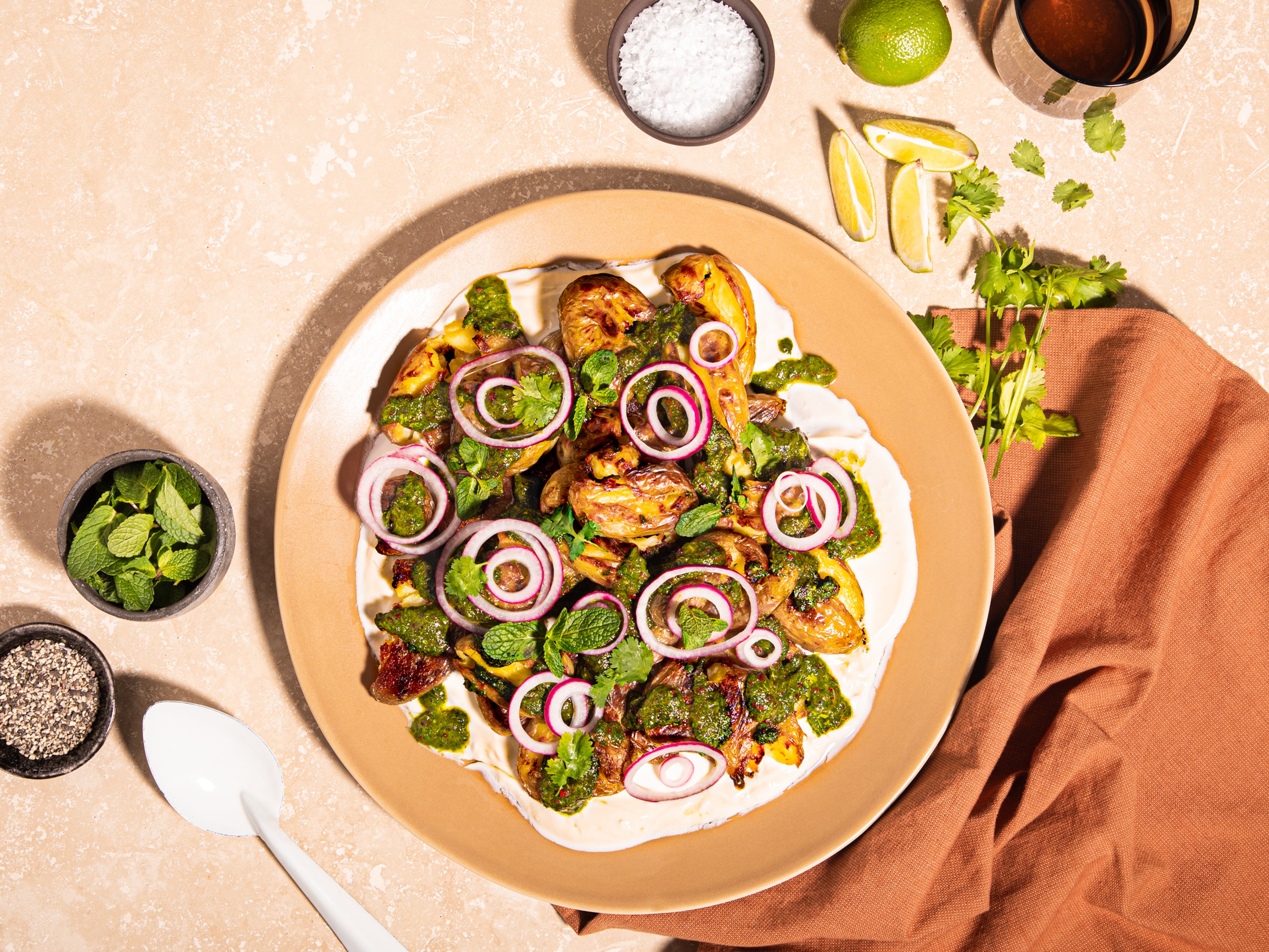 Loaded smashed potatoes