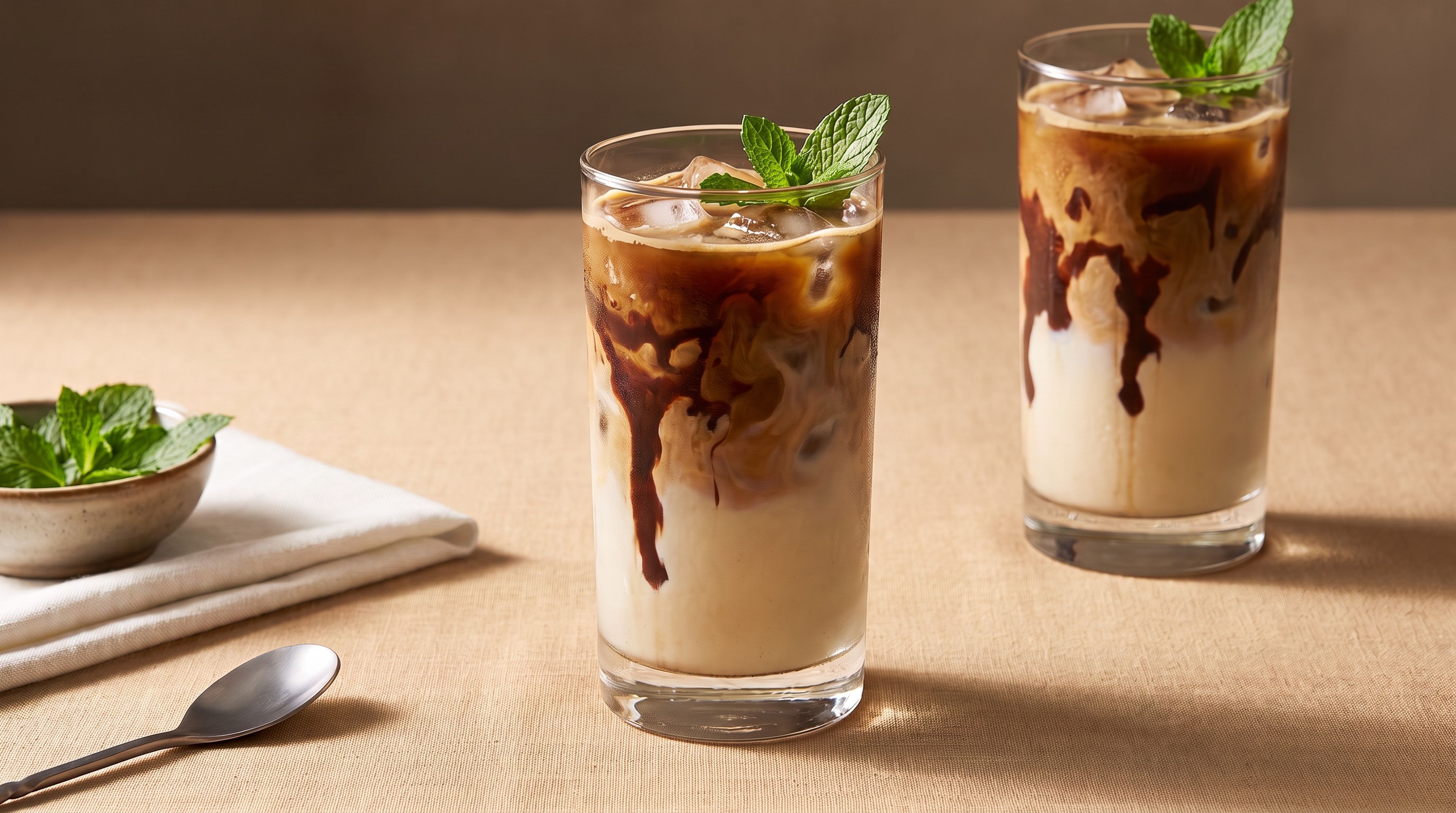 Erfrischender Schoko-Minz-Eiskaffee für heiße Tage