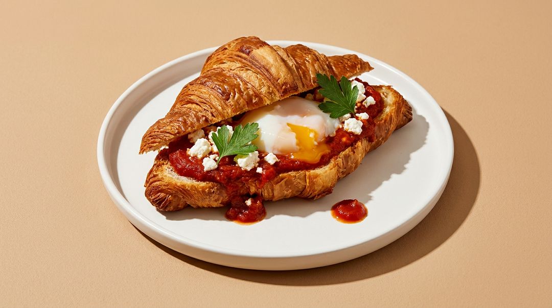 Herzhaftes Frühstück: Gefüllte Croissants mit würziger Shakshuka