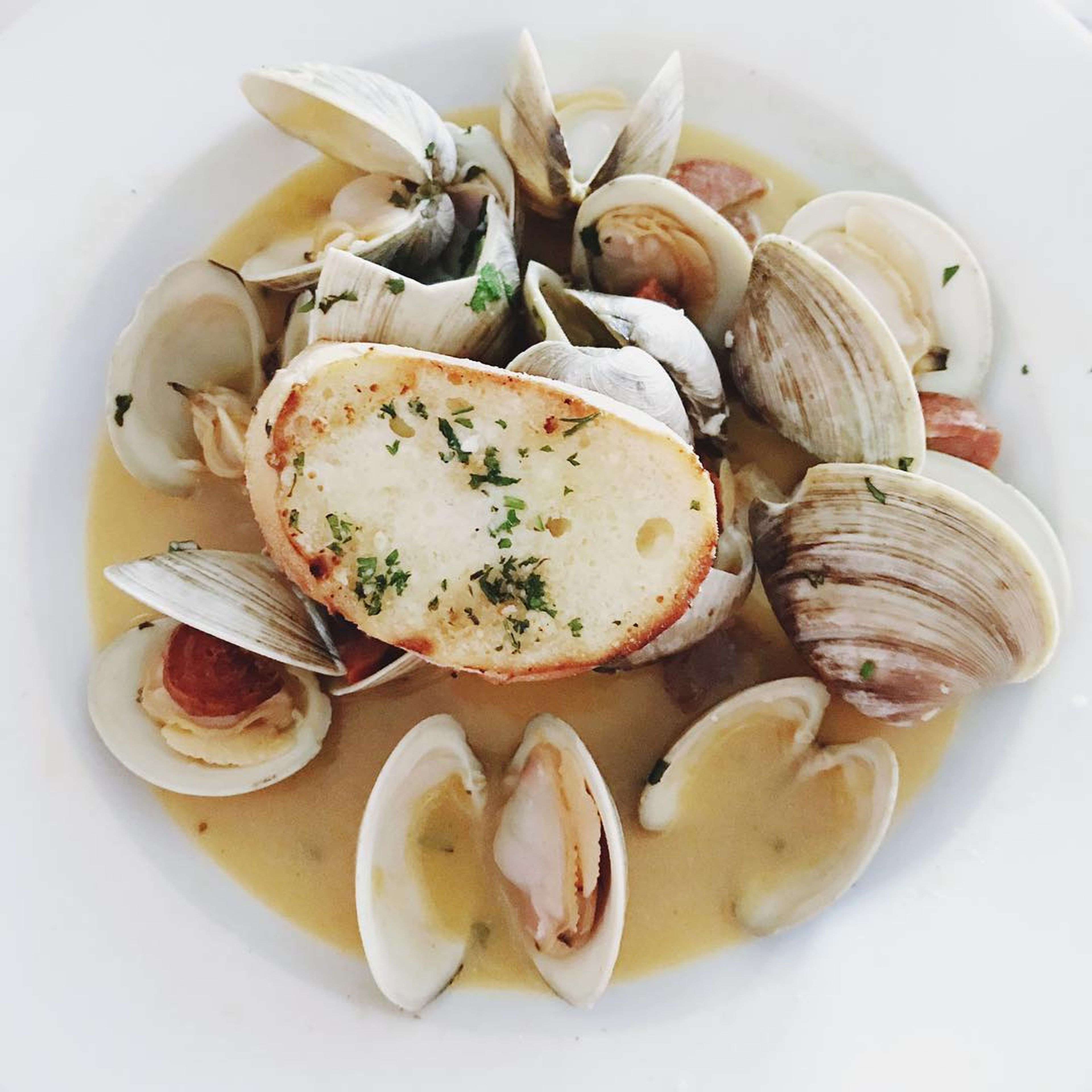 Fresh clams in garlic butter sauce