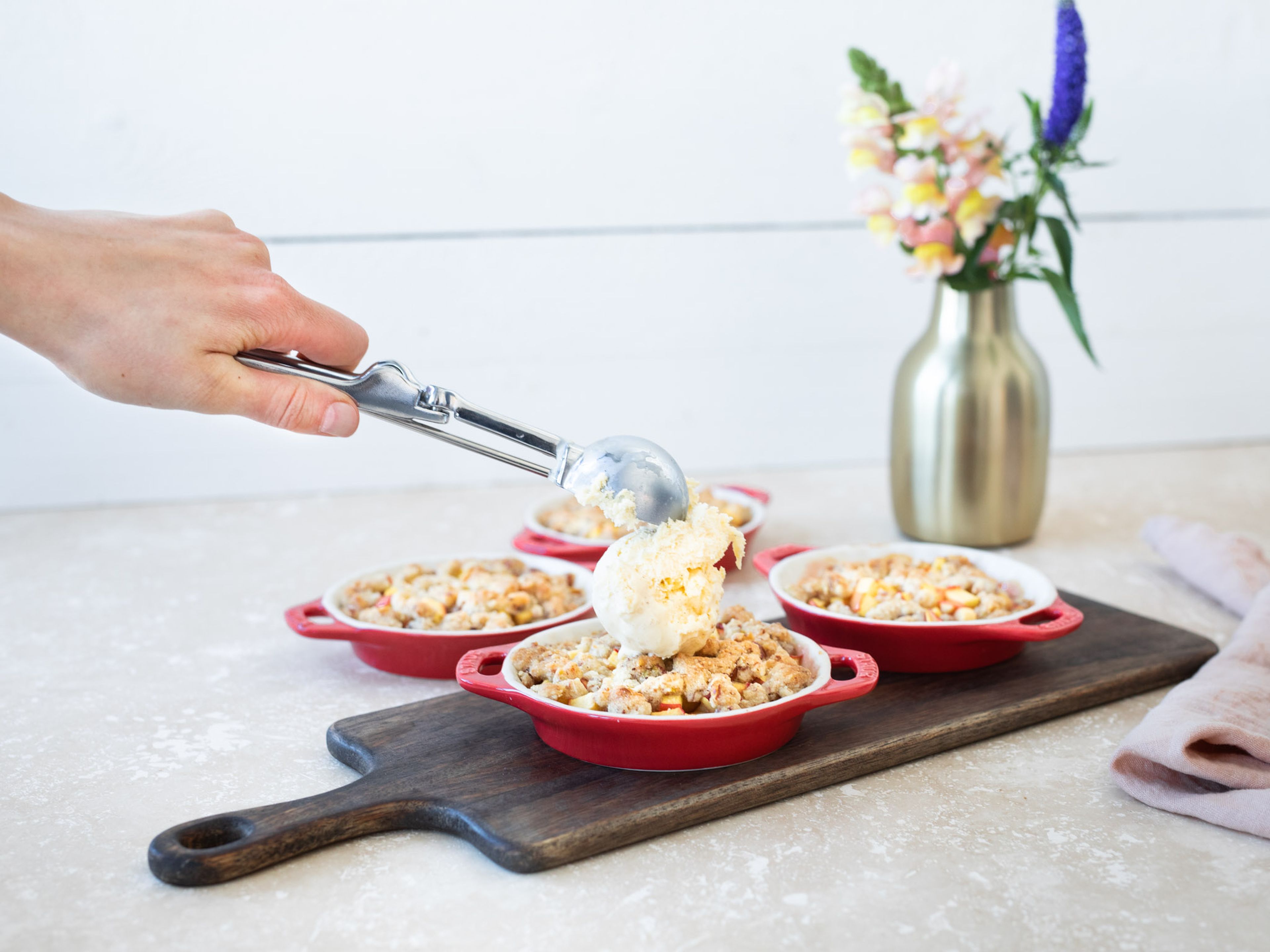 Mini nectarine cobblers