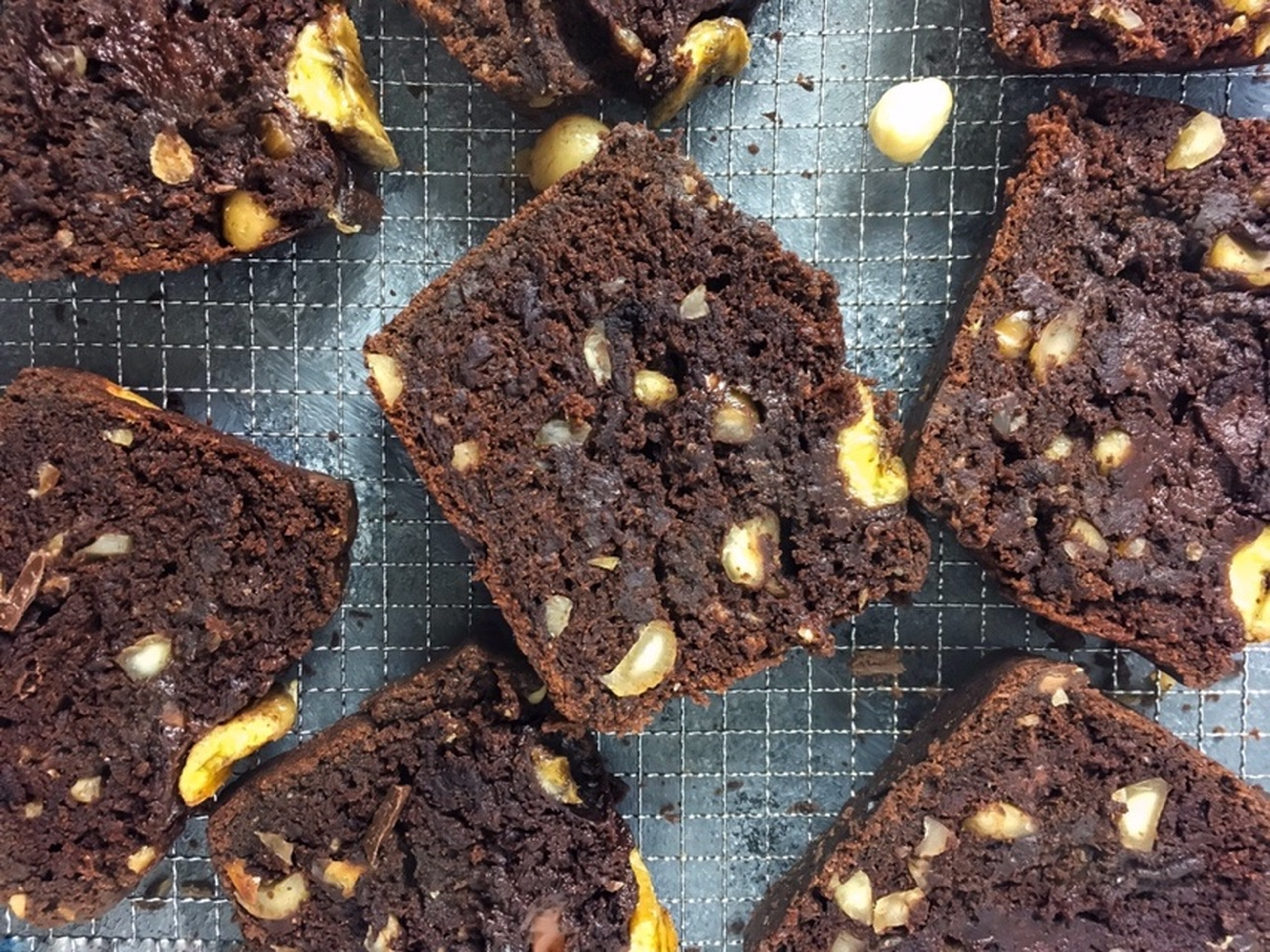 Chocolate banana bread with salted macadamia nuts