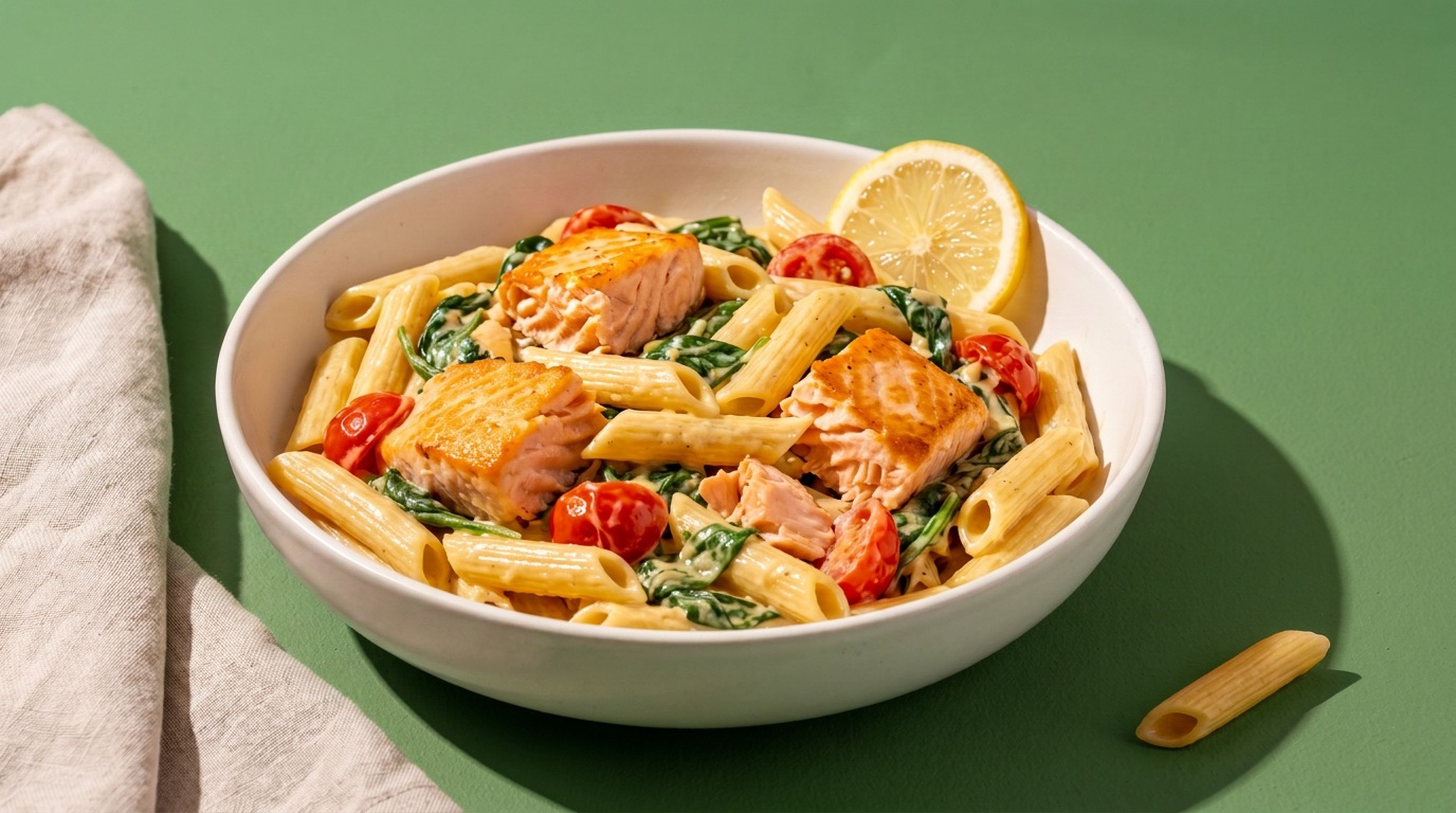 Cremige Pasta mit Lachs und Spinat für den unkomplizierten Feierabend
