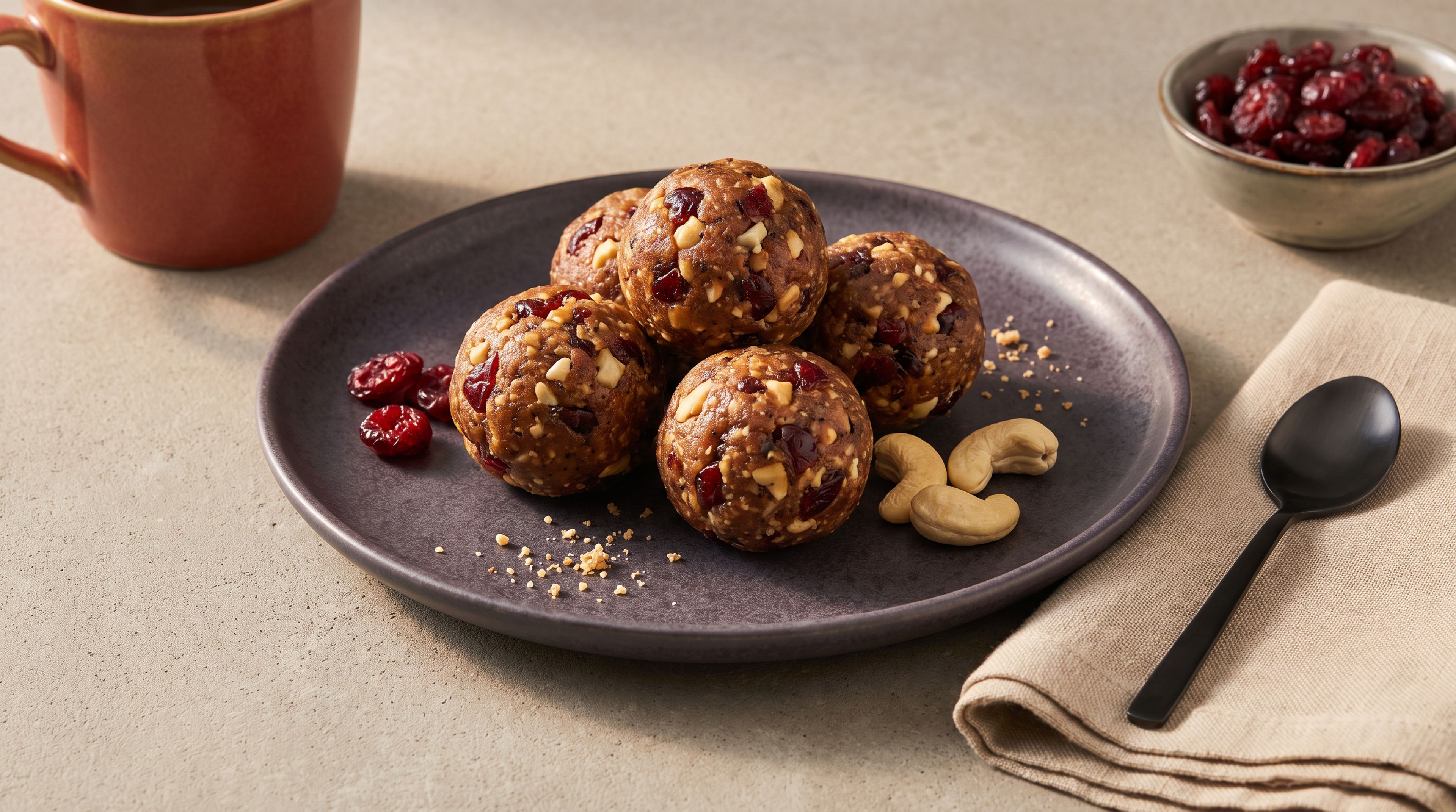 Fruchtige Cranberry-Energiebällchen für den kleinen Hunger zwischendurch