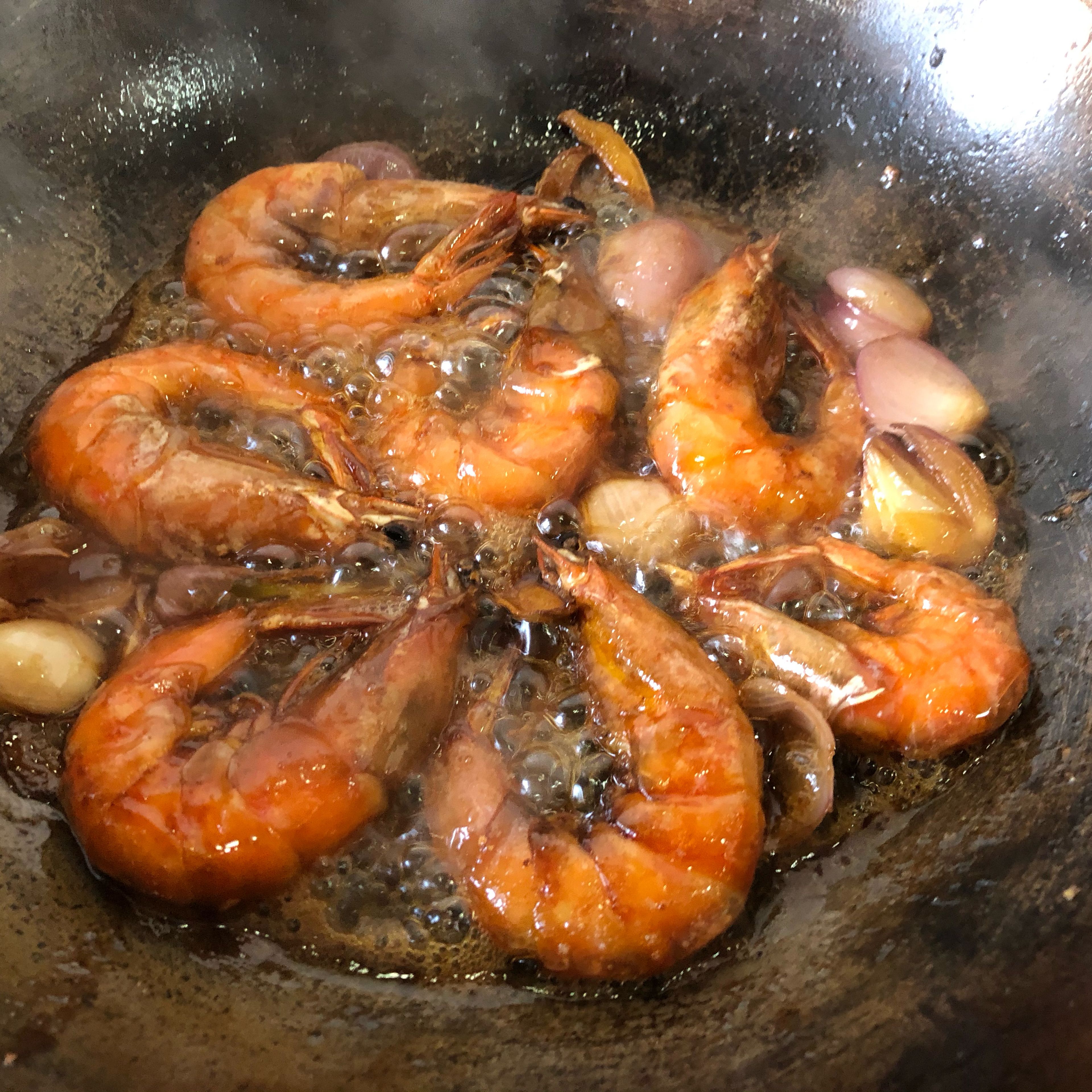 The prawns are now ready to be plated.