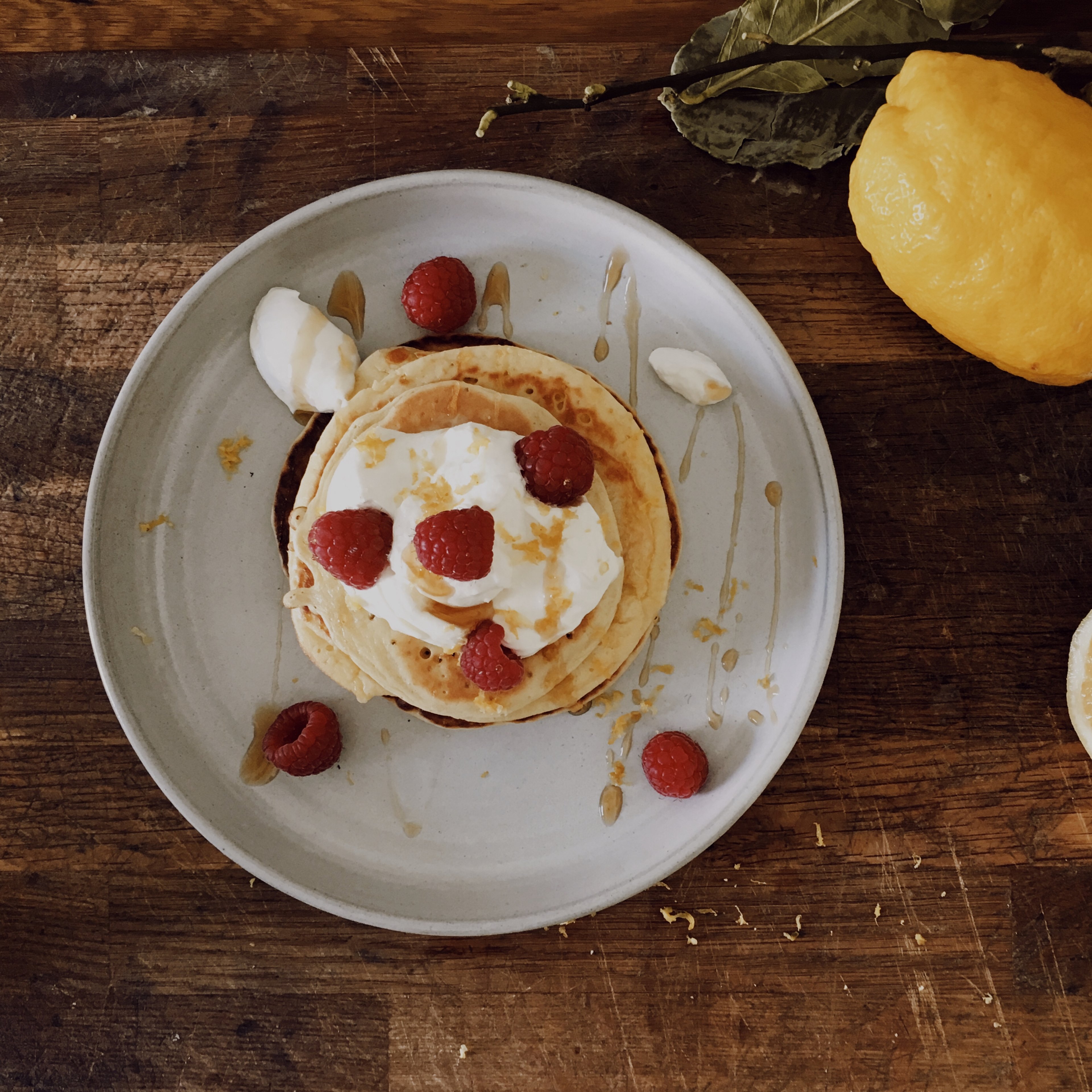 Sourdough pancakes with lemony mascarpone