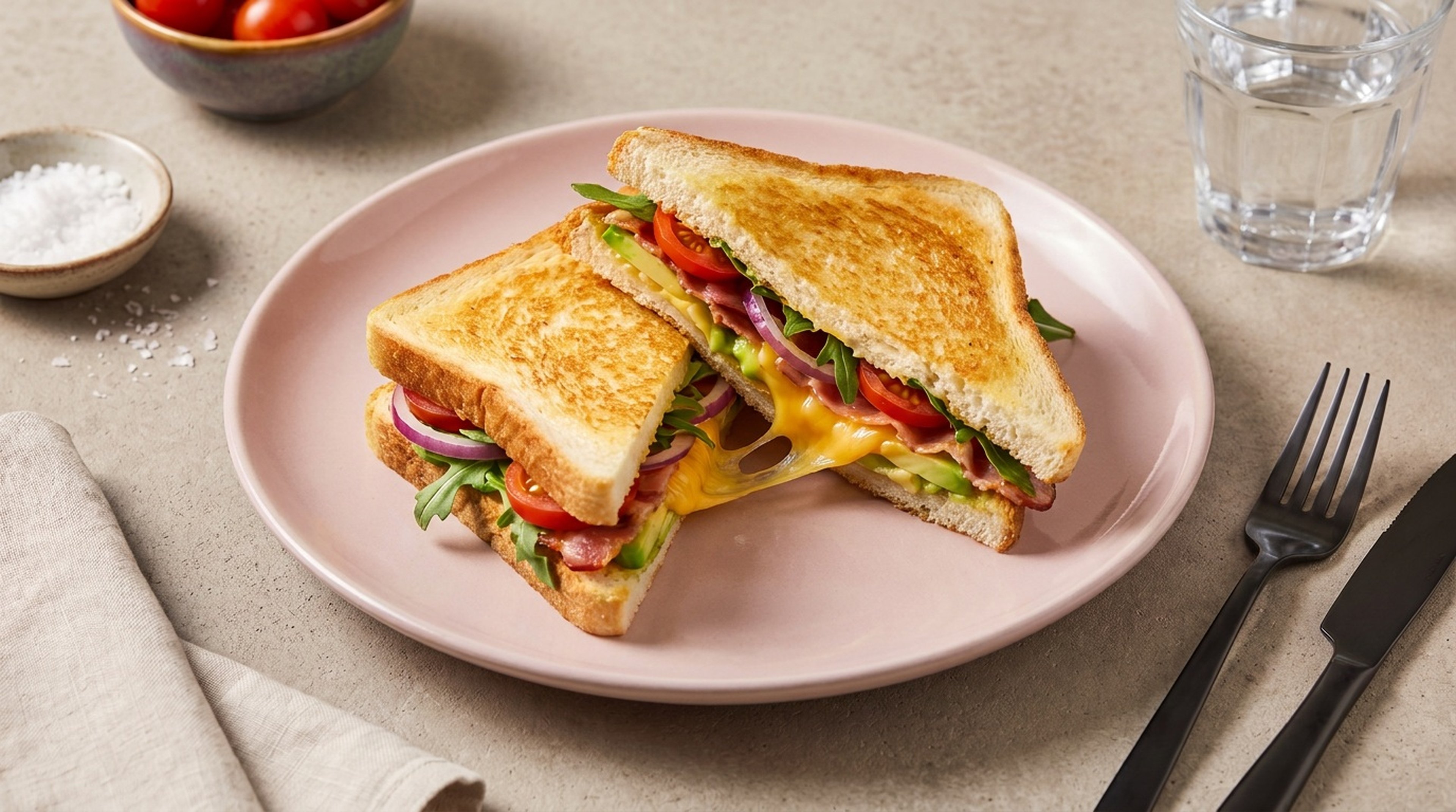 Das herrlichste Grilled-Cheese-Sandwich mit Bacon und cremiger Avocado