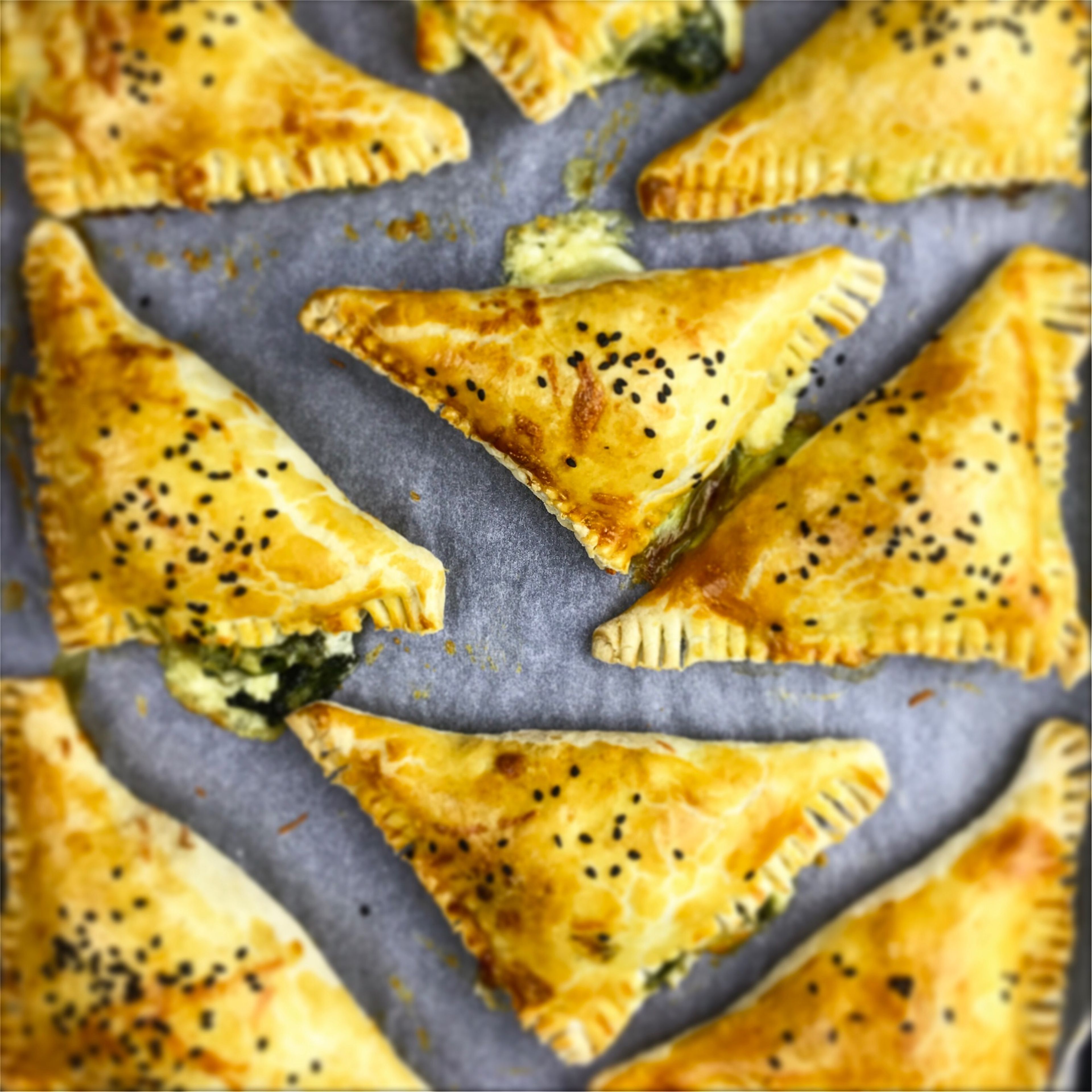 Cheese and spinach triangles