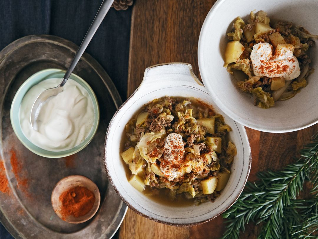 German Savoy Cabbage, Potato, And Ground Beef Stew | Recipe | Kitchen ...