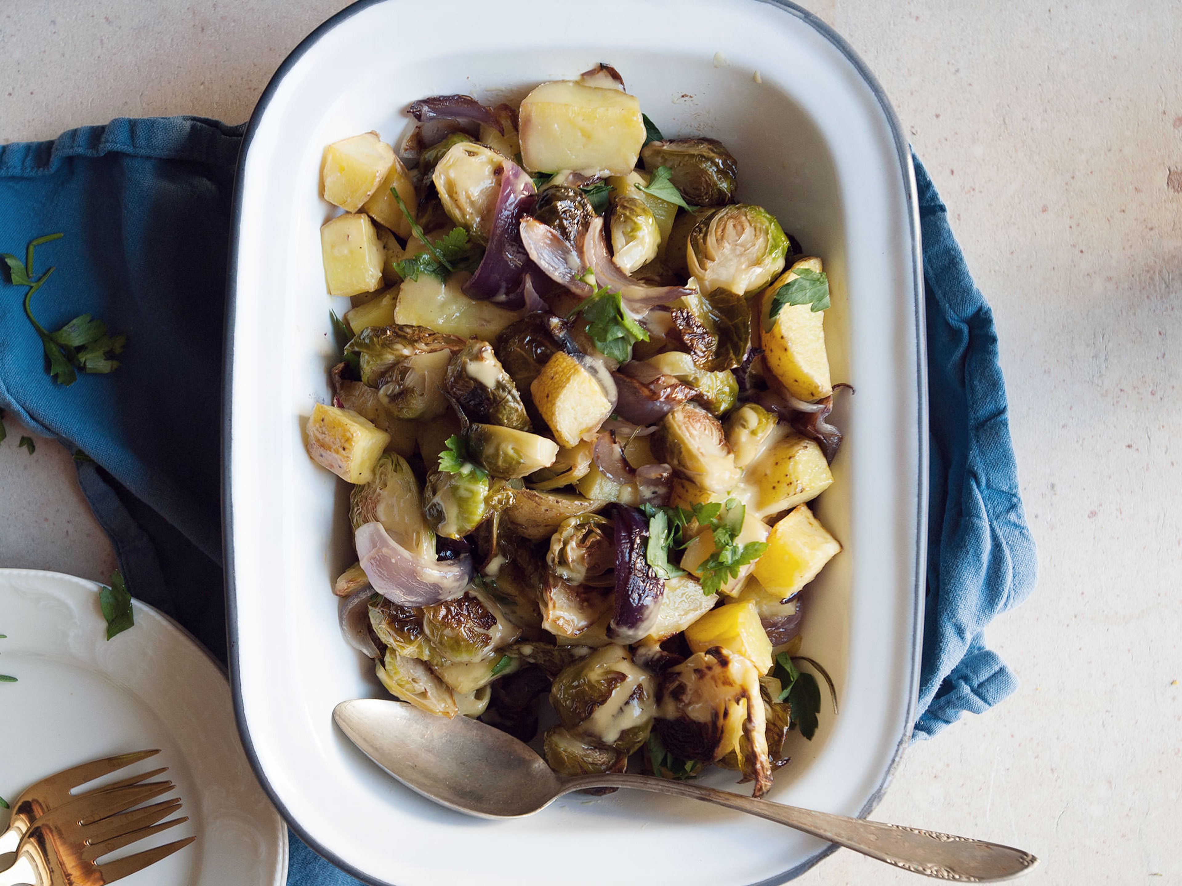 Roasted vegetables with mustard vinaigrette