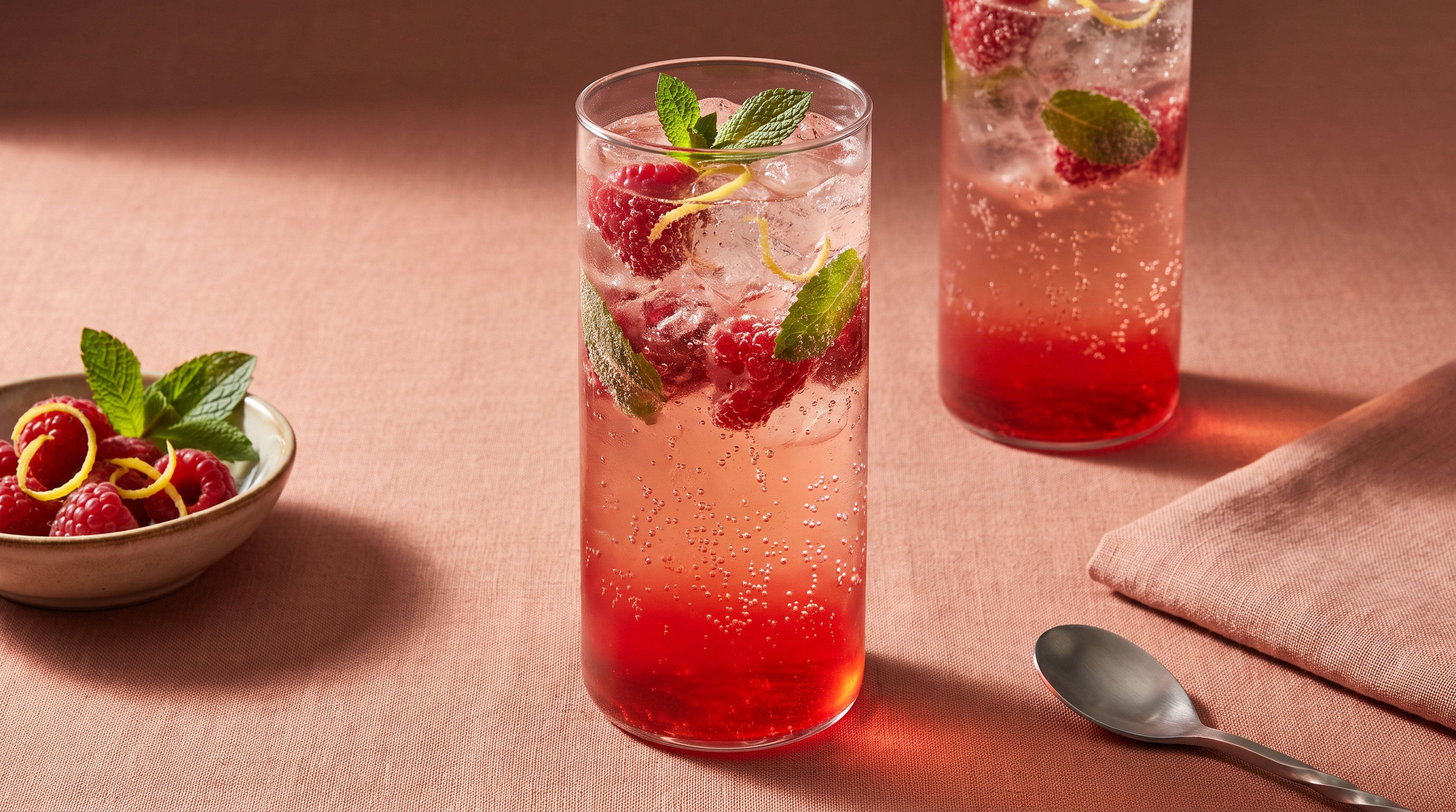 Himbeer-Rosé-Spritz mit Wermut und frischer Minze