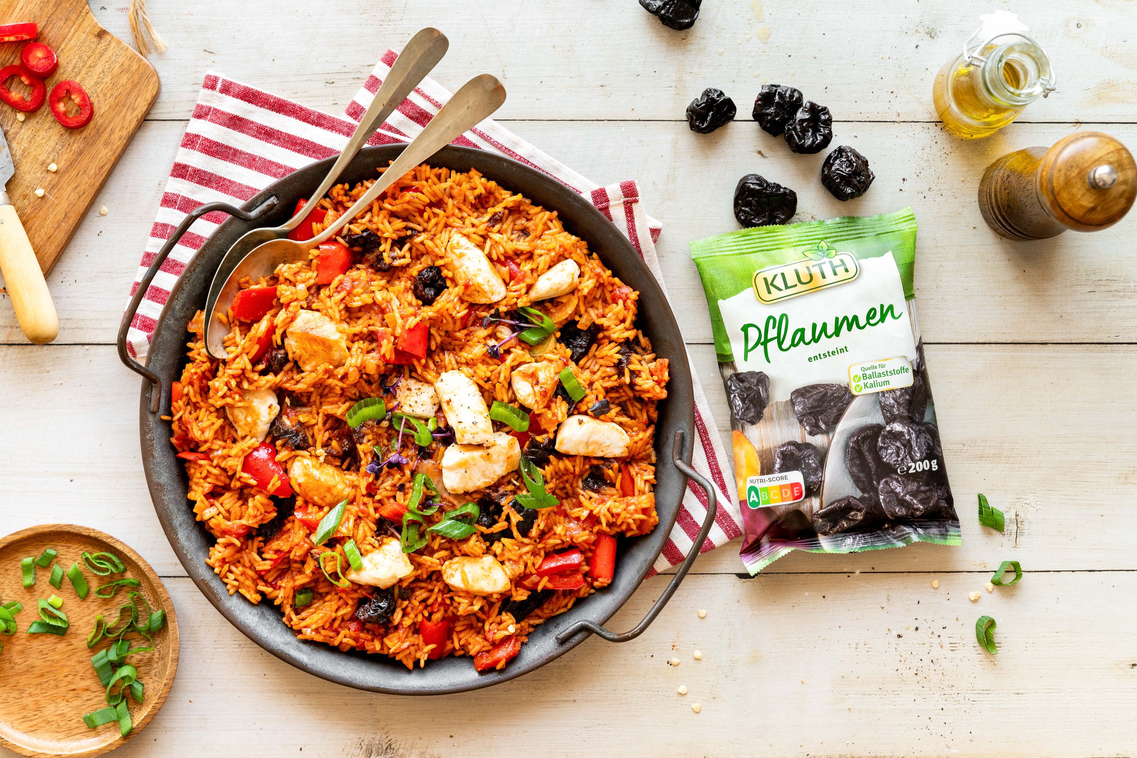 Jambalaya mit Hähnchen und getrockneten Pflaumen