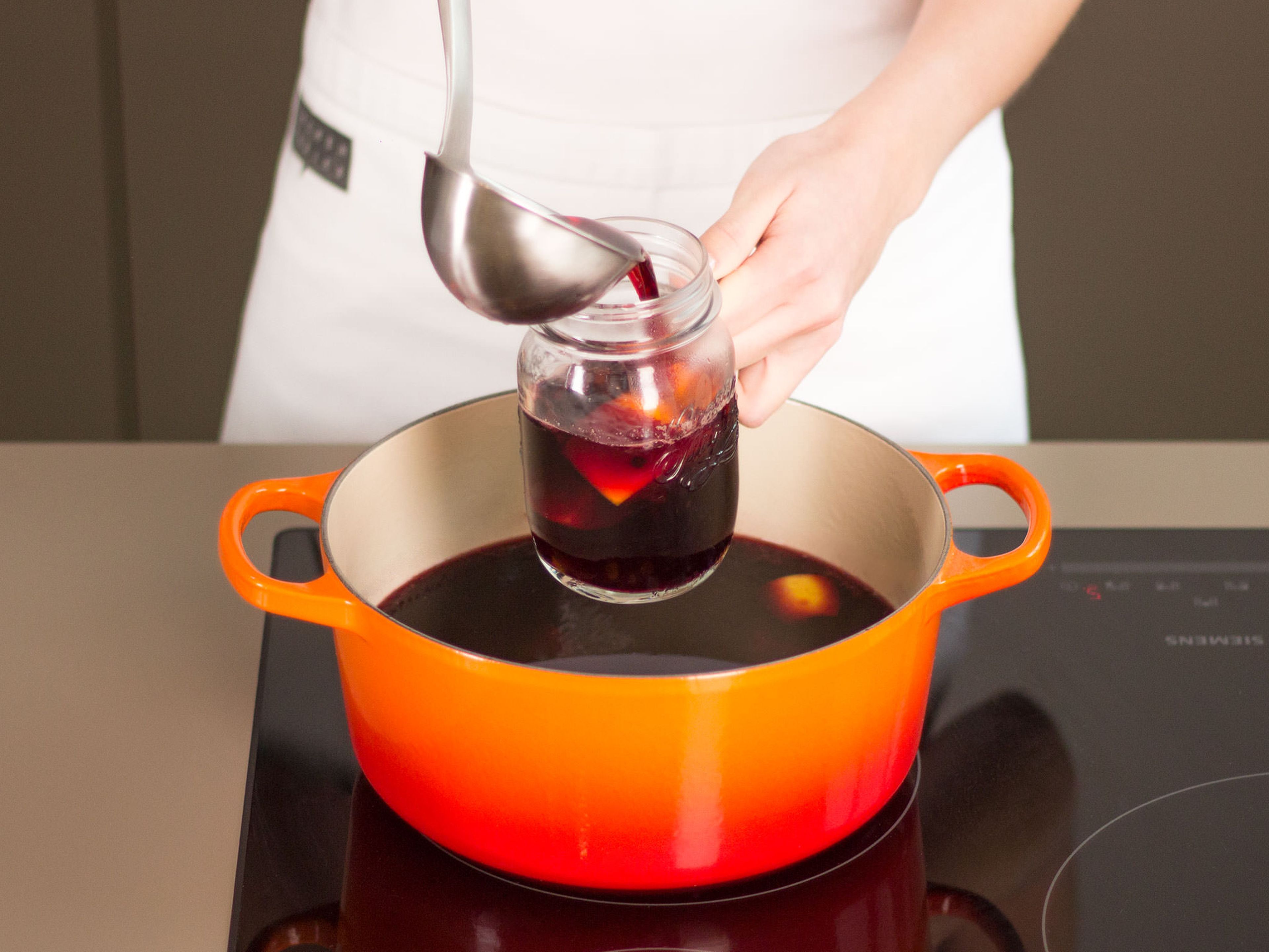 Remove spices from mulled wine if desired. Serve hot.