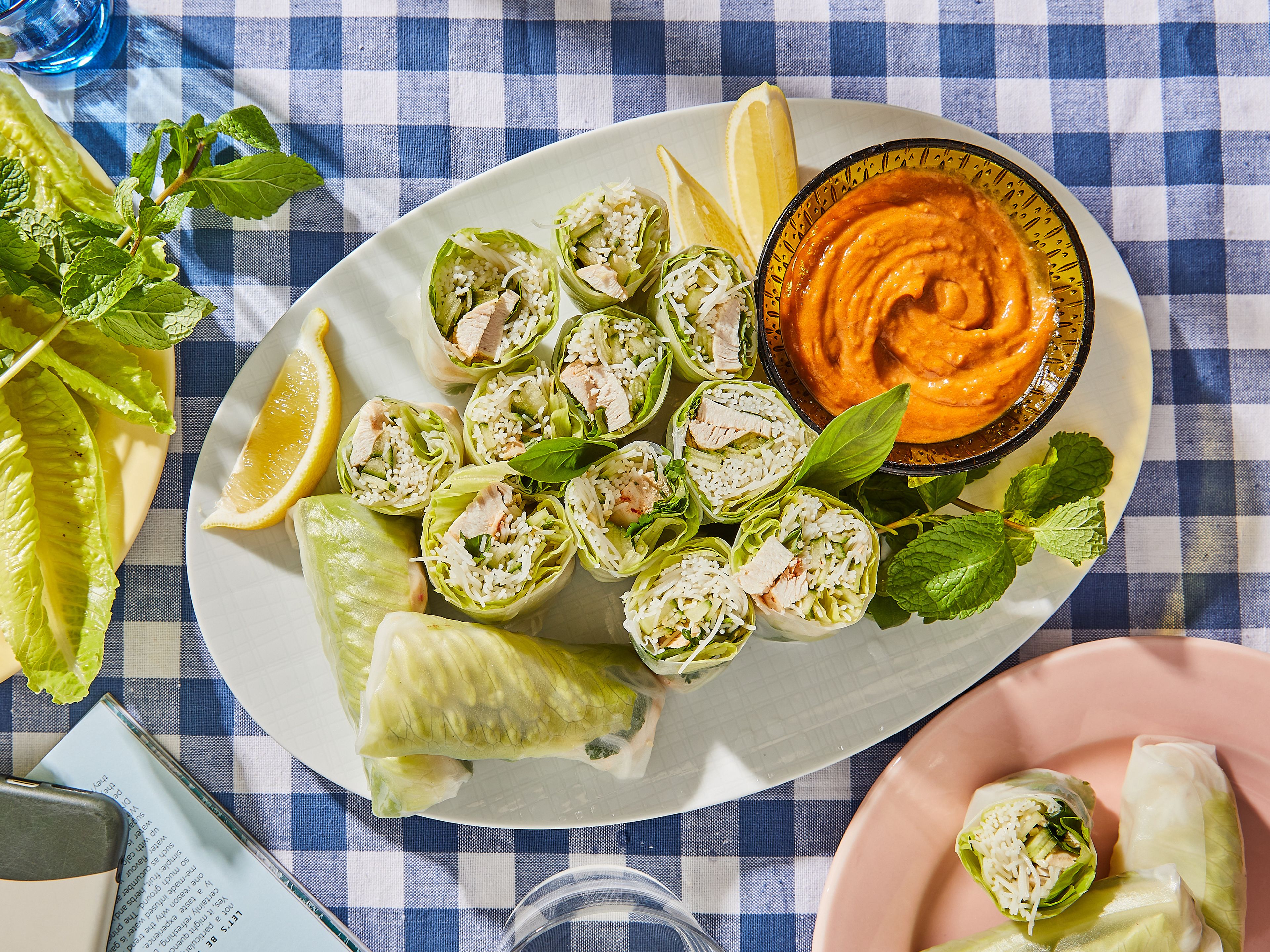 Lemongrass chicken summer rolls